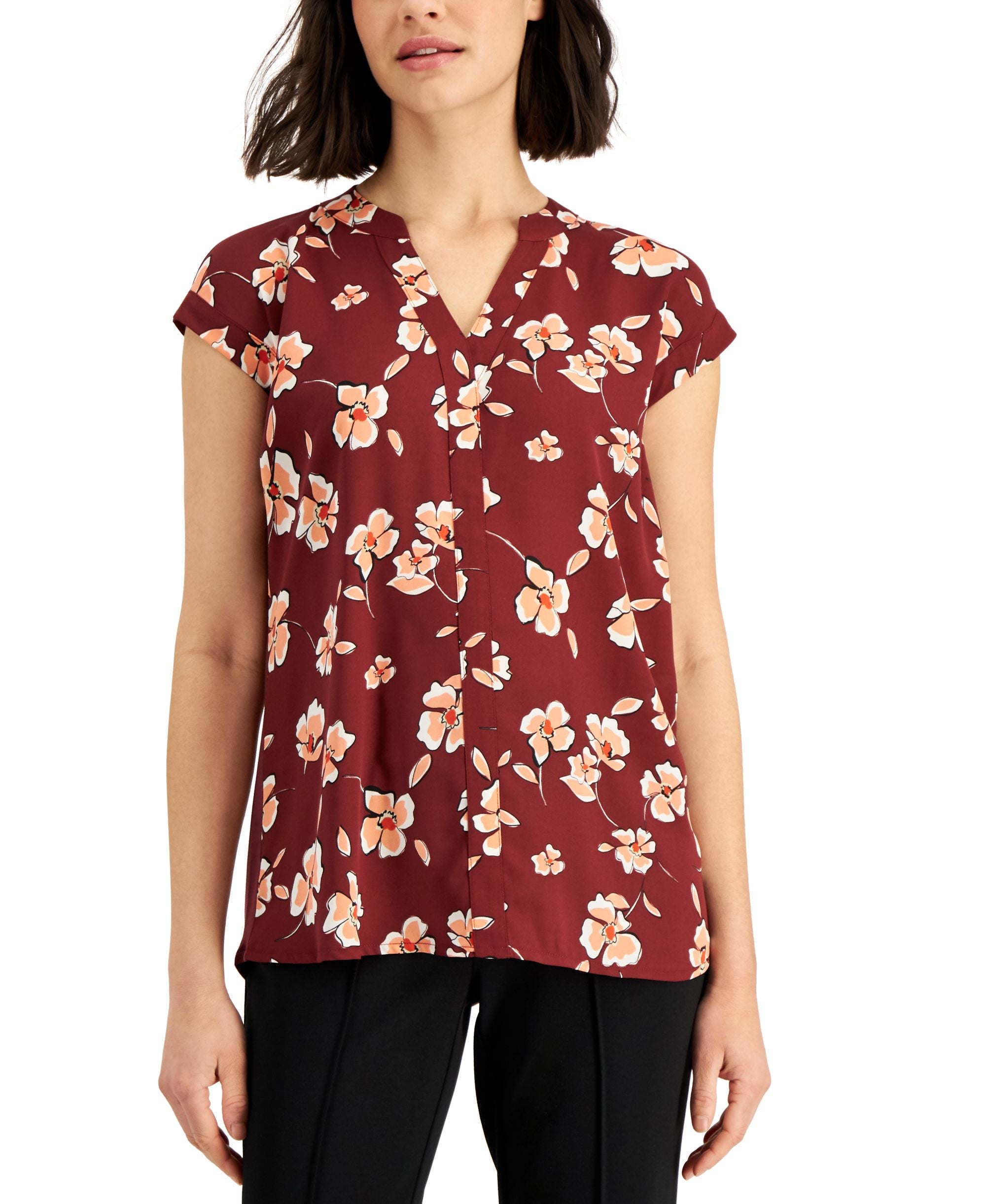 Alfani Mixed Media Cap Sleeve Top
