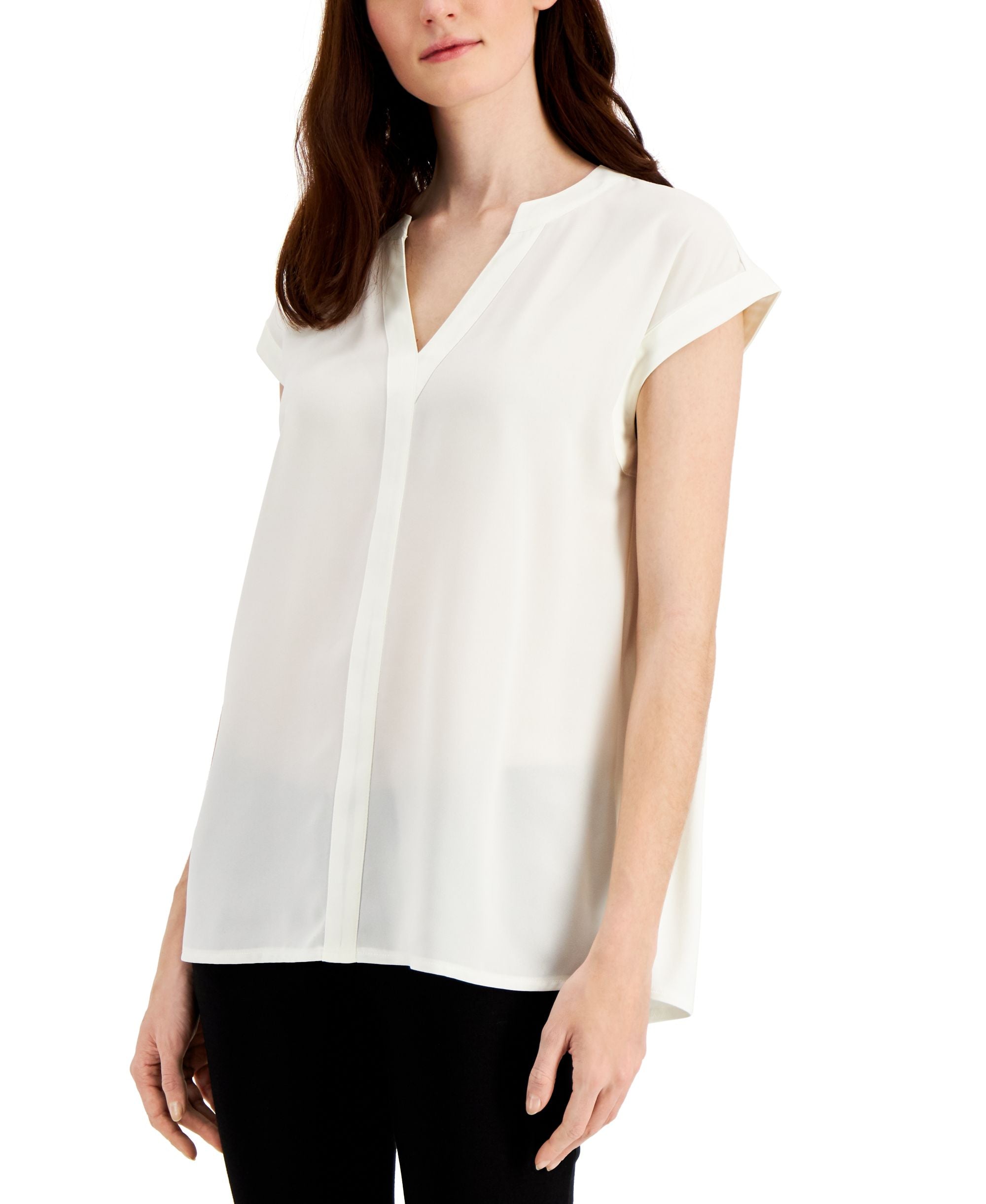 Alfani Mixed Media Cap Sleeve Top