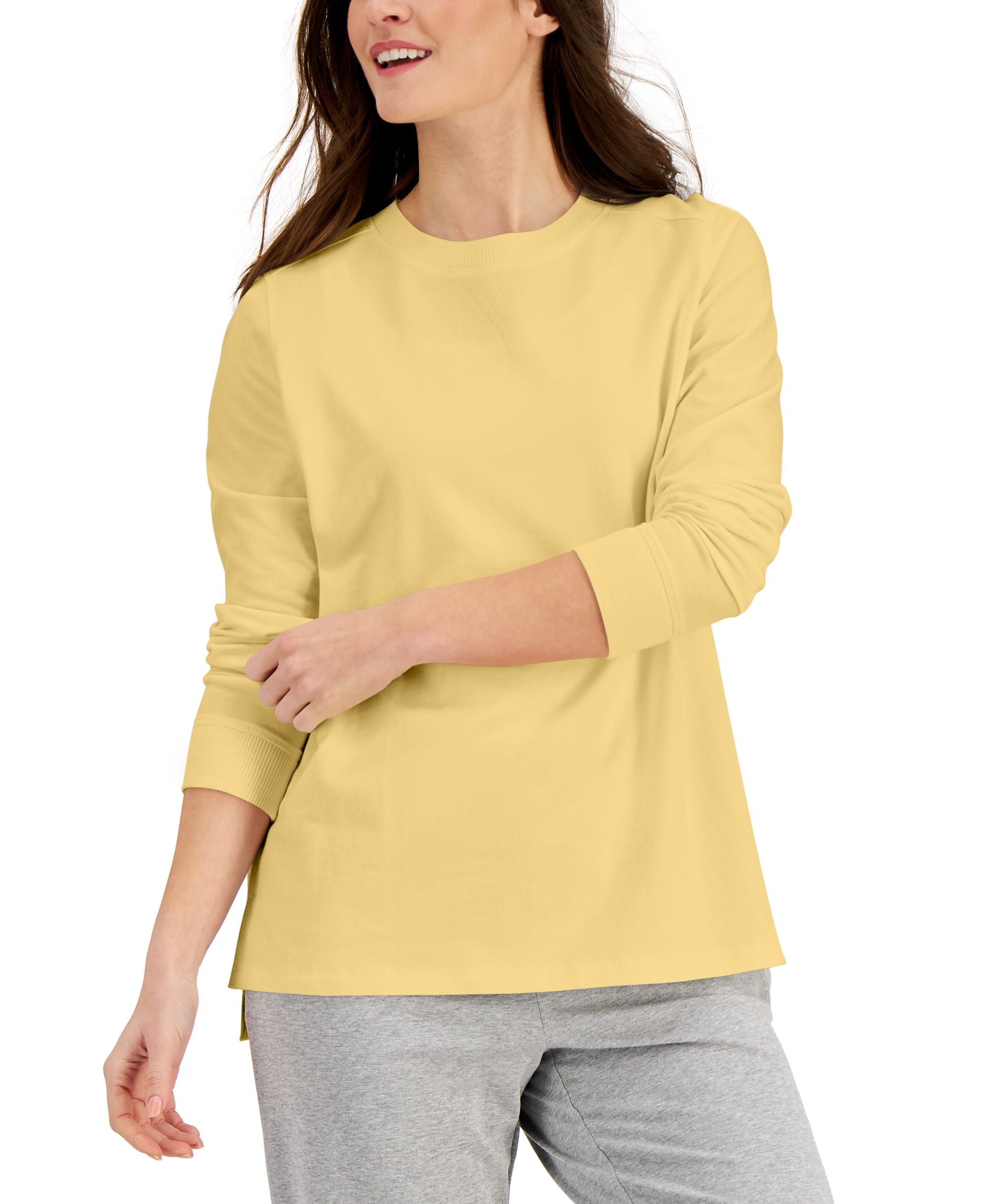 Karen Scott Cotton High-Low Sweatshirt