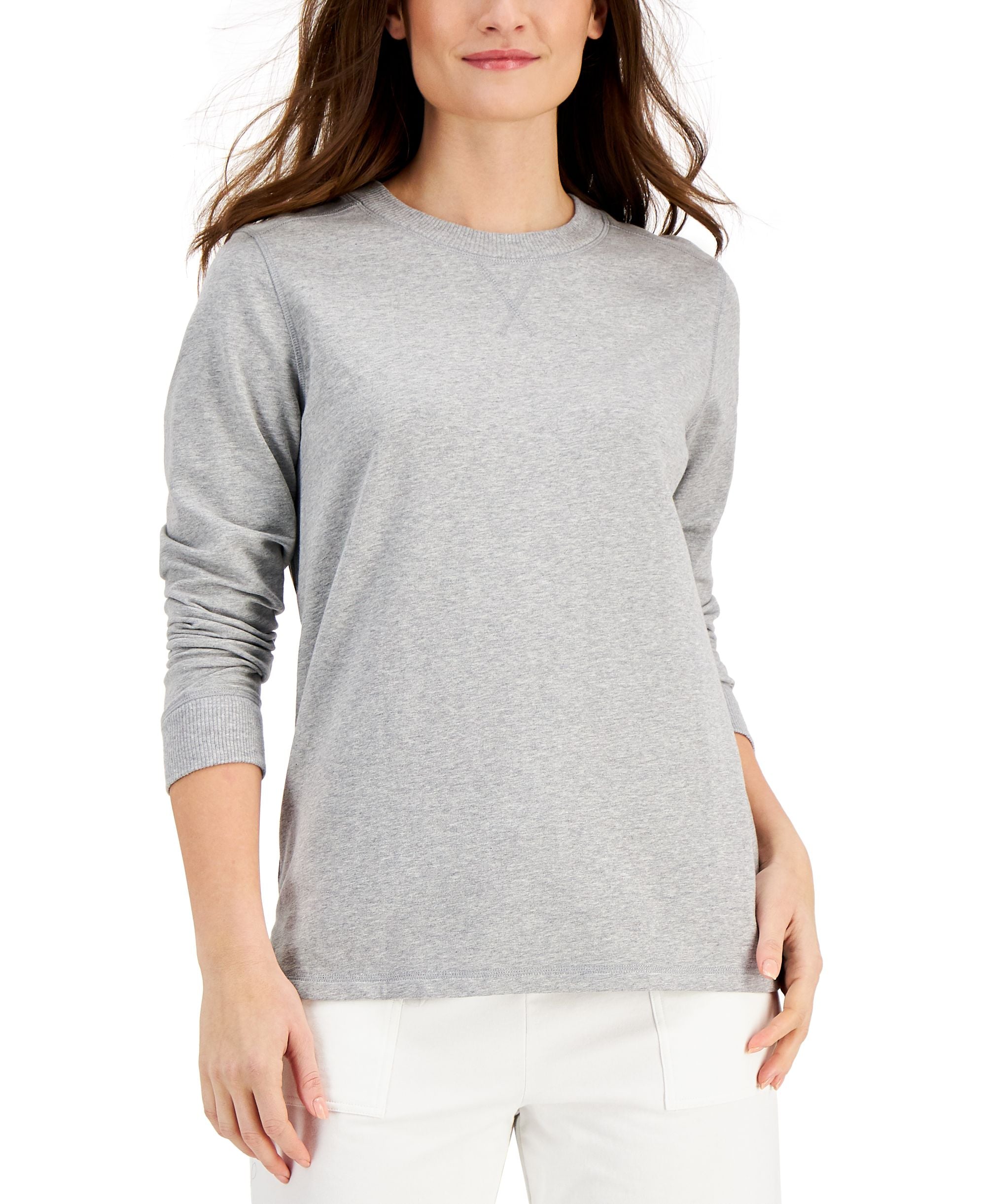 Karen Scott Cotton High-Low Sweatshirt