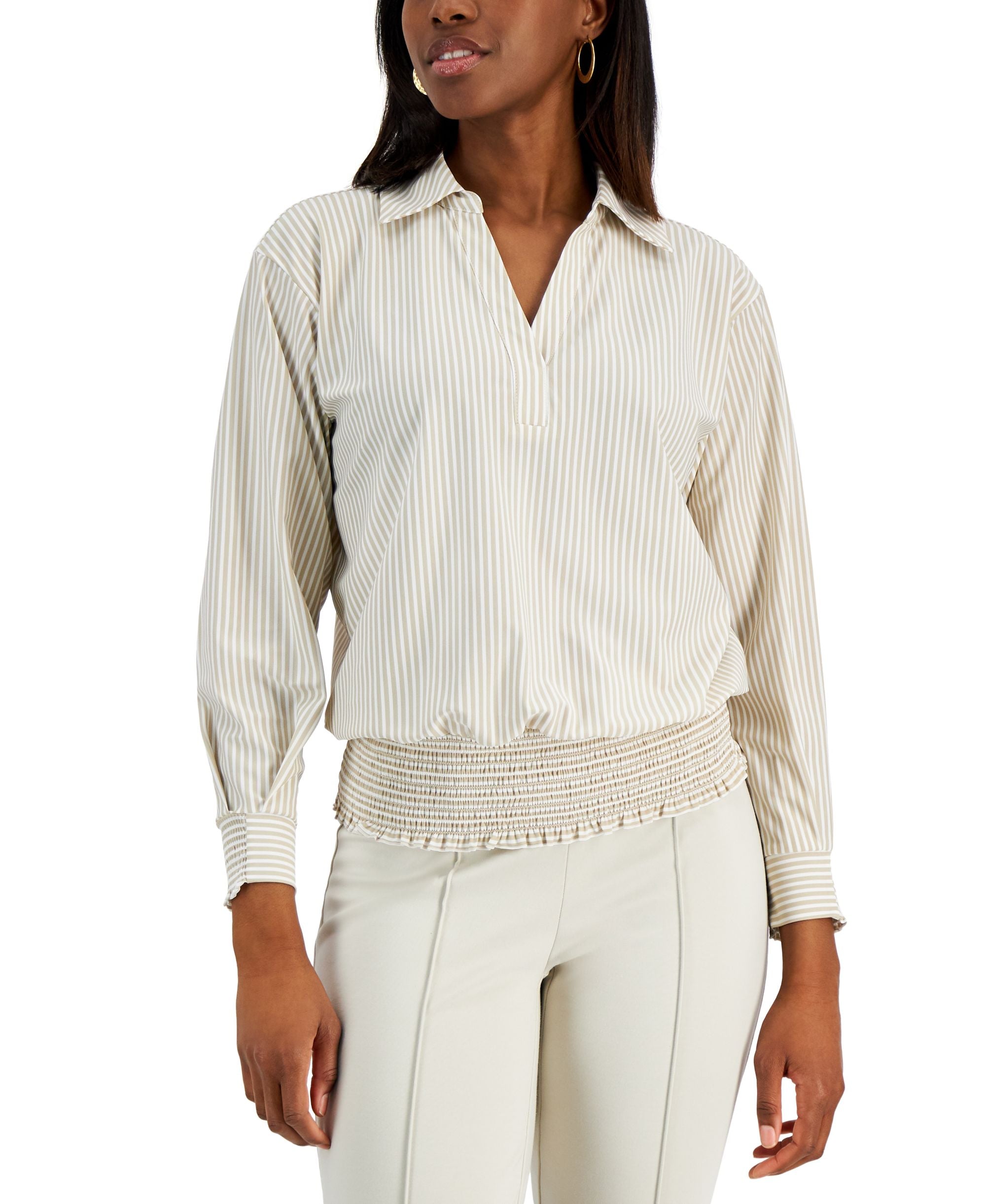 Alfani Striped Banded Hem Top