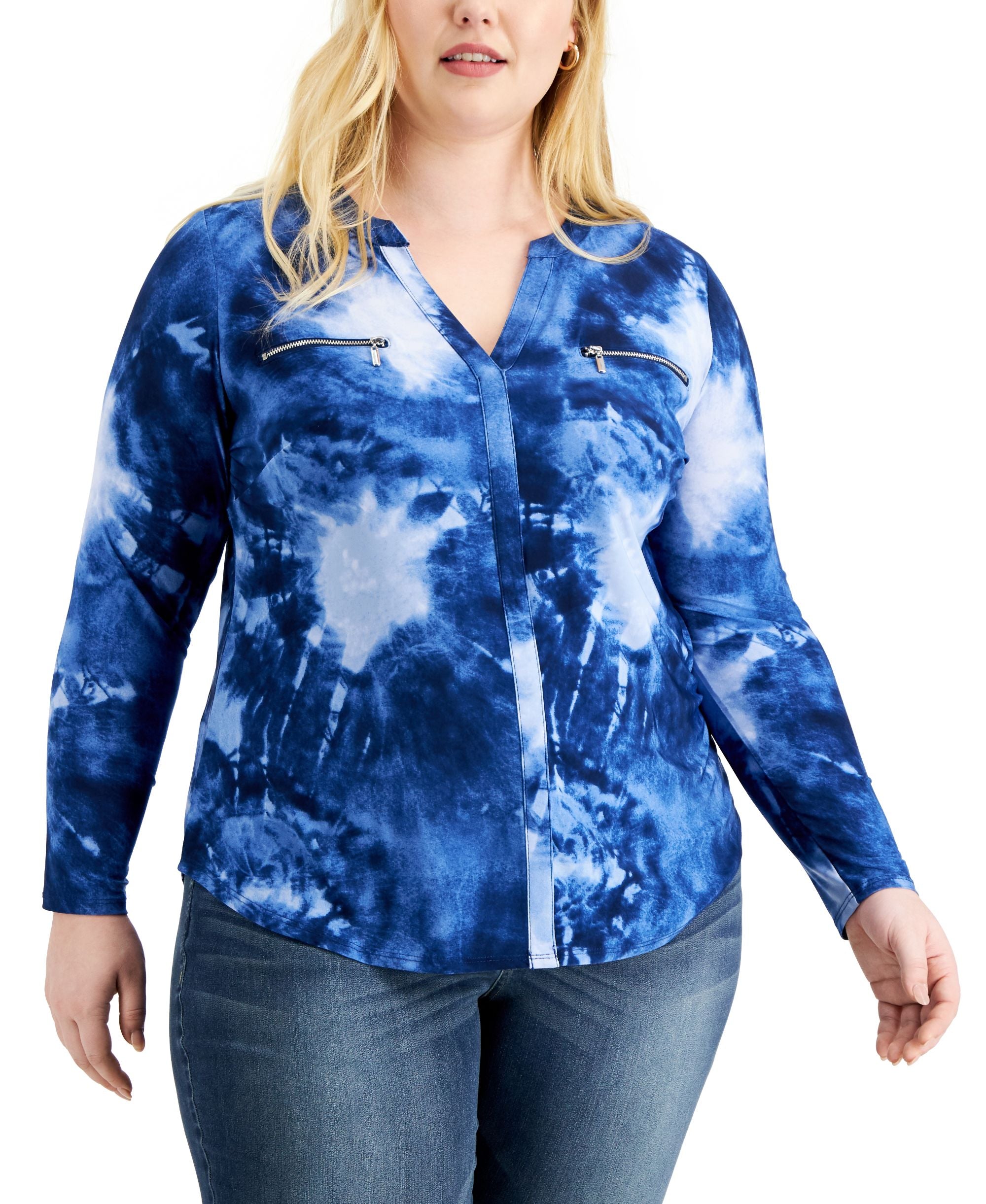 INC International Concepts Plus Size Zip Pocket Top