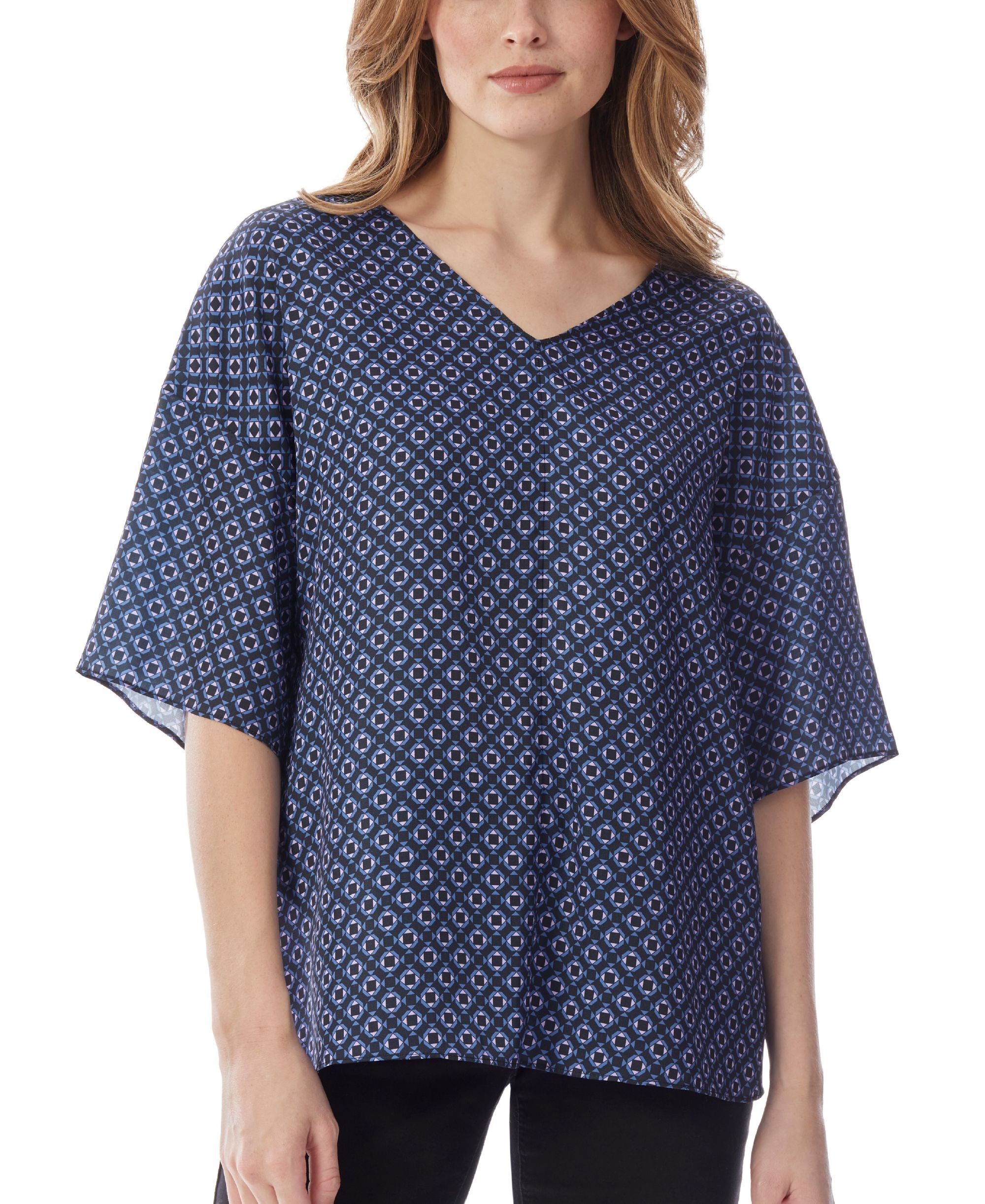 Womens Short Sleeve Double V Shell Top
