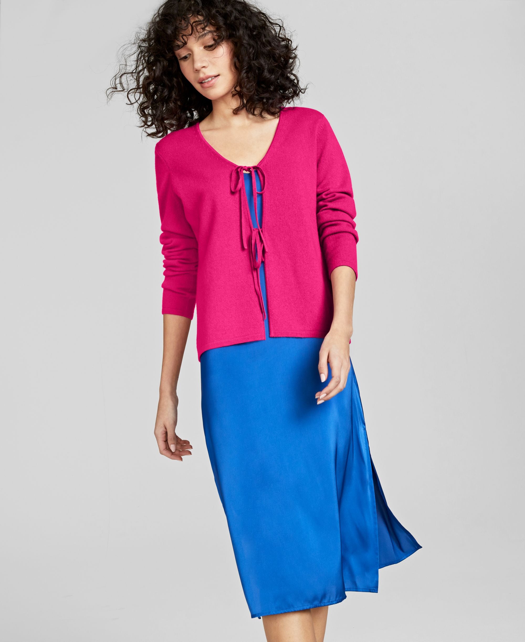 Charter Club Cashmere Tie Front Cardigan