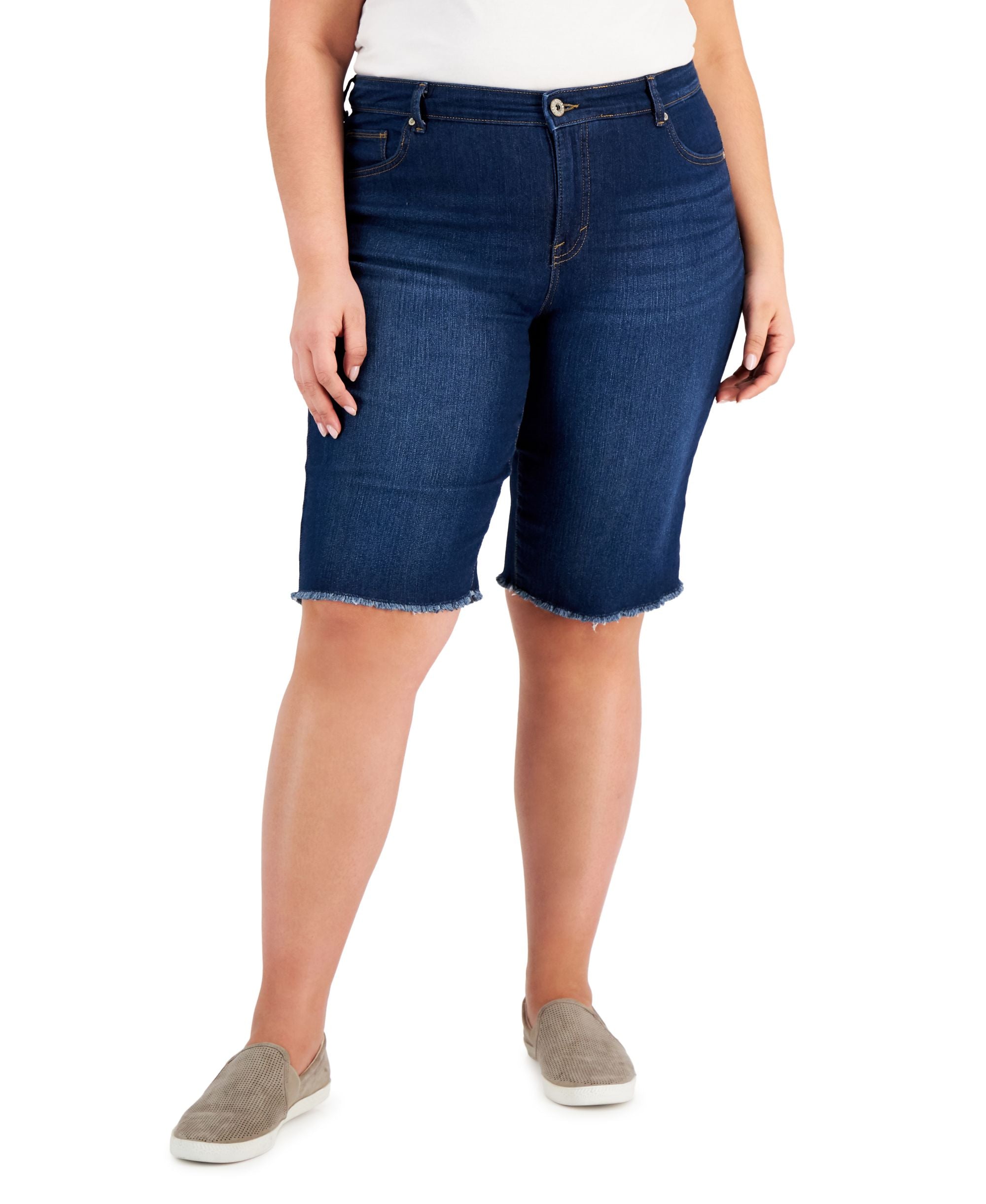 Style & Co Plus Size Raw Edge Denim Bermuda Shorts