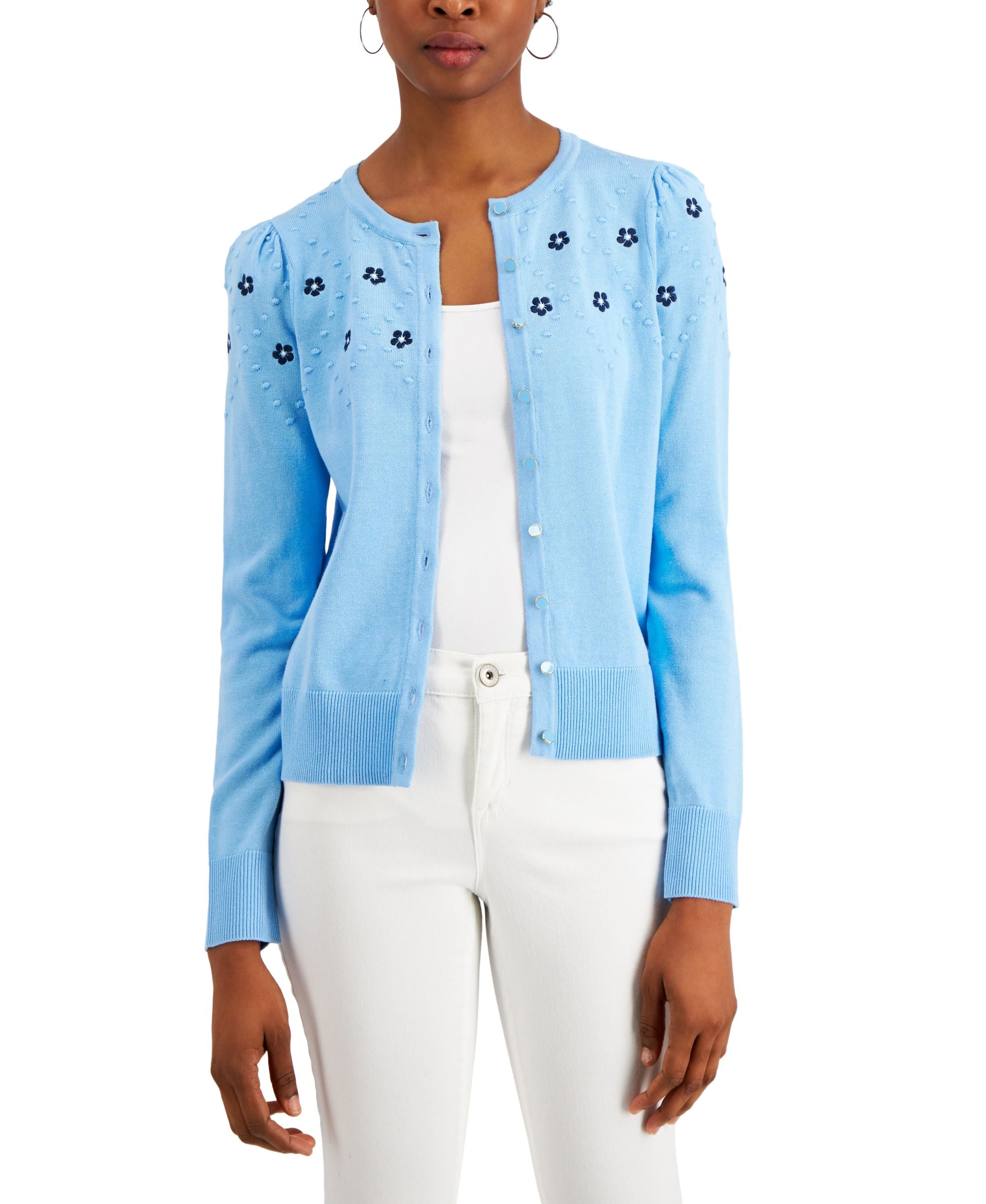 Charter Club Embroidered Yoke Cardigan