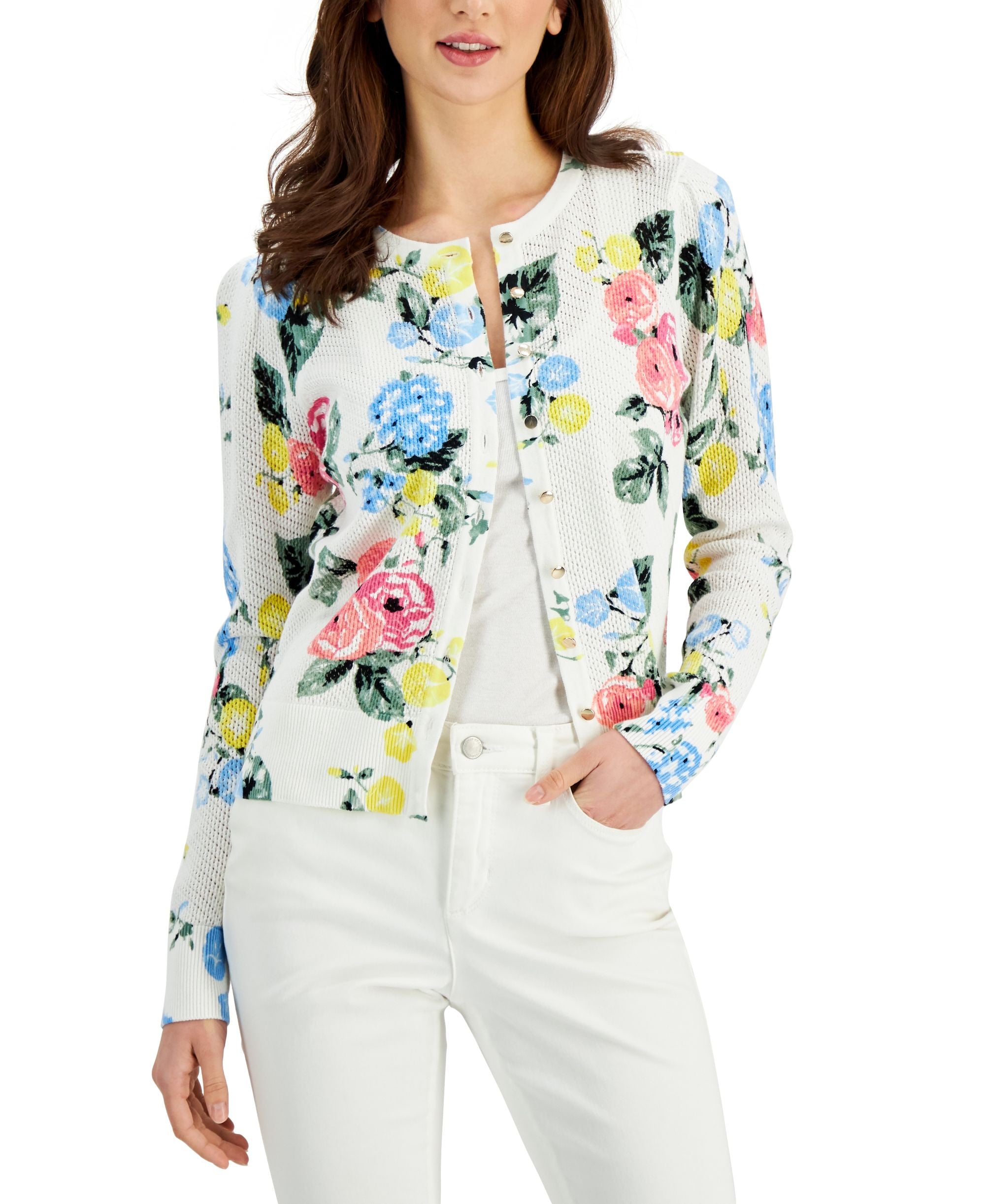 Charter Club Embroidered Yoke Cardigan
