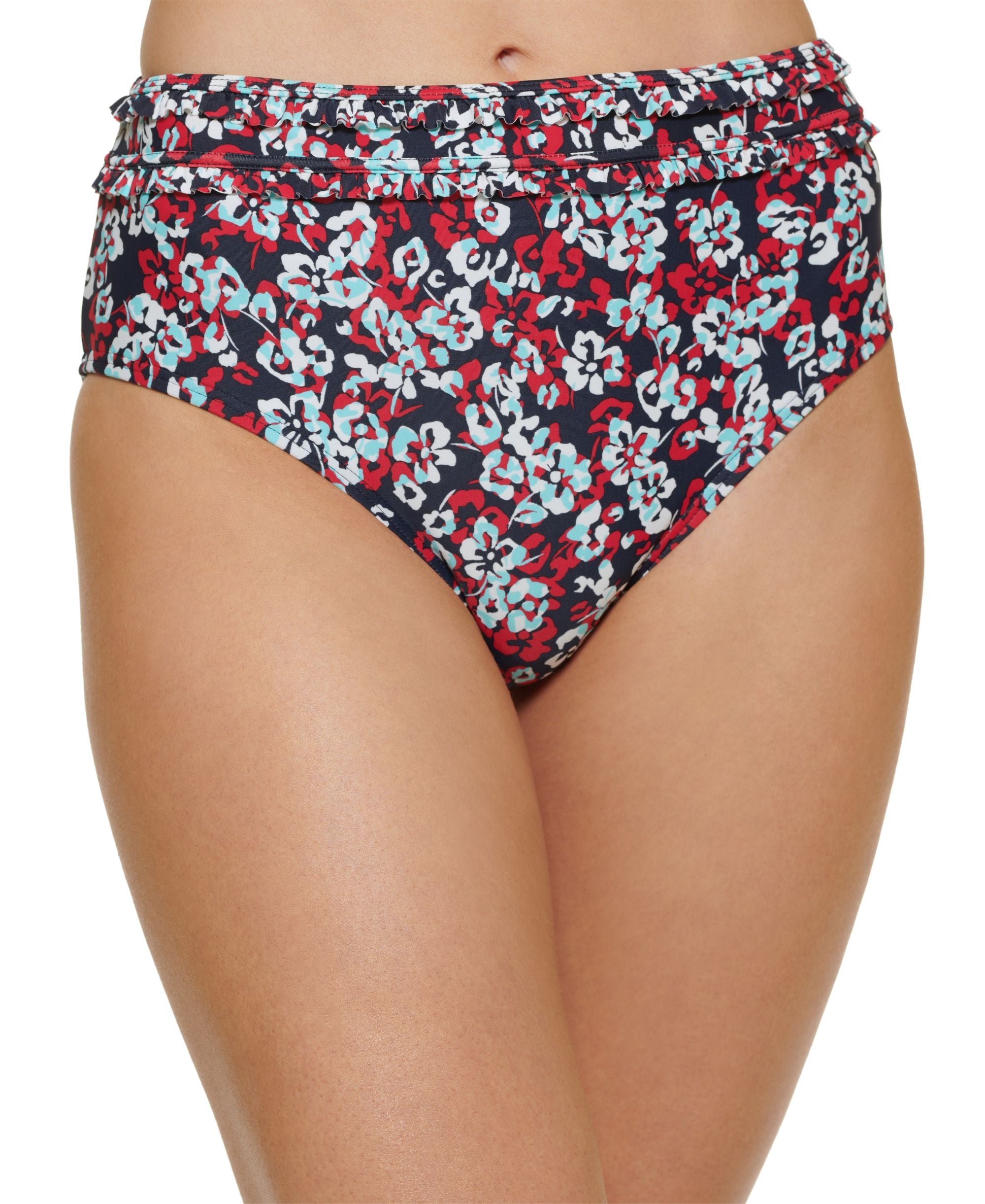 Floral-Print High-Waist Bikini Bottoms