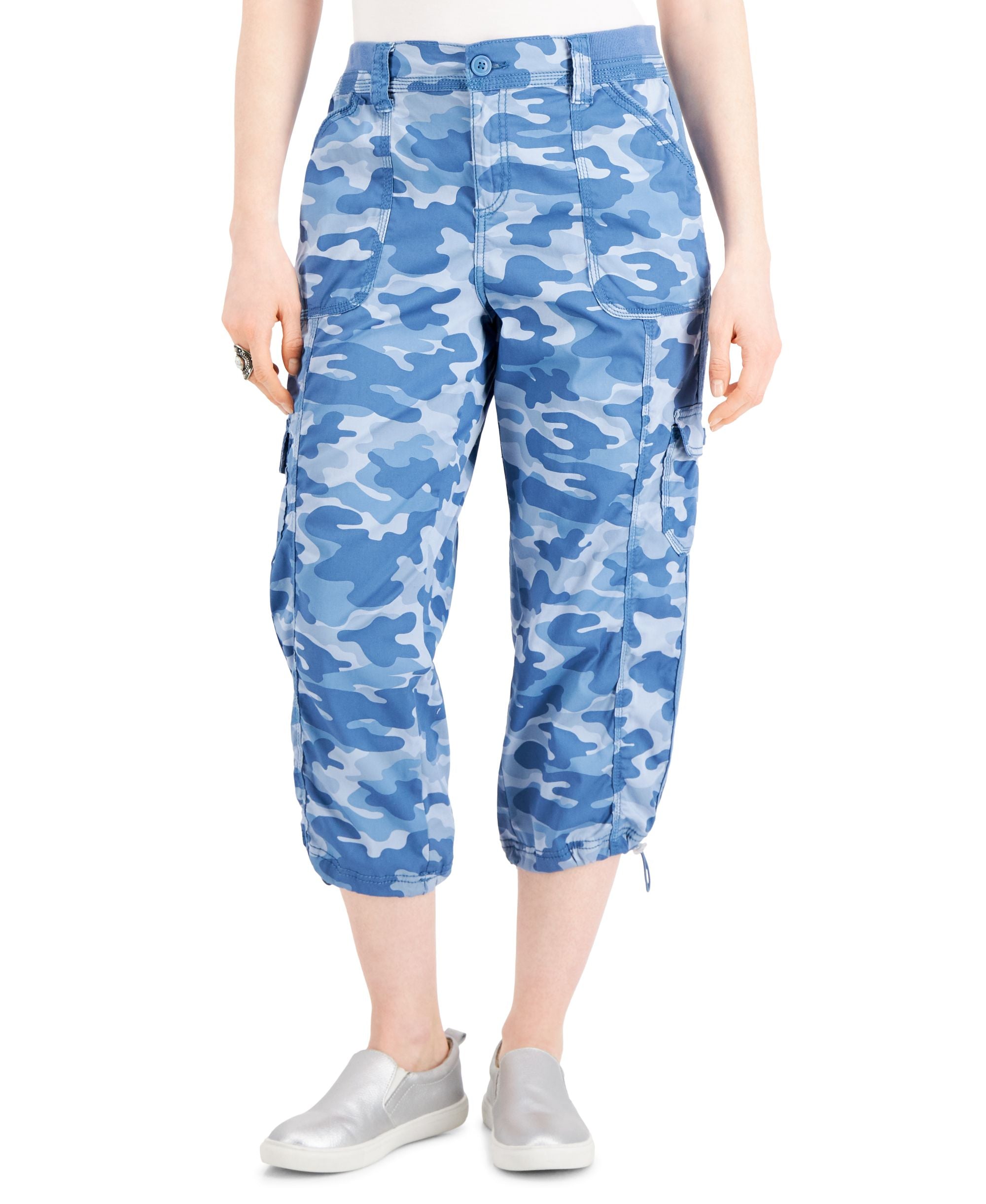 Style & Co Camo Print Bungee Hem Capri Pants