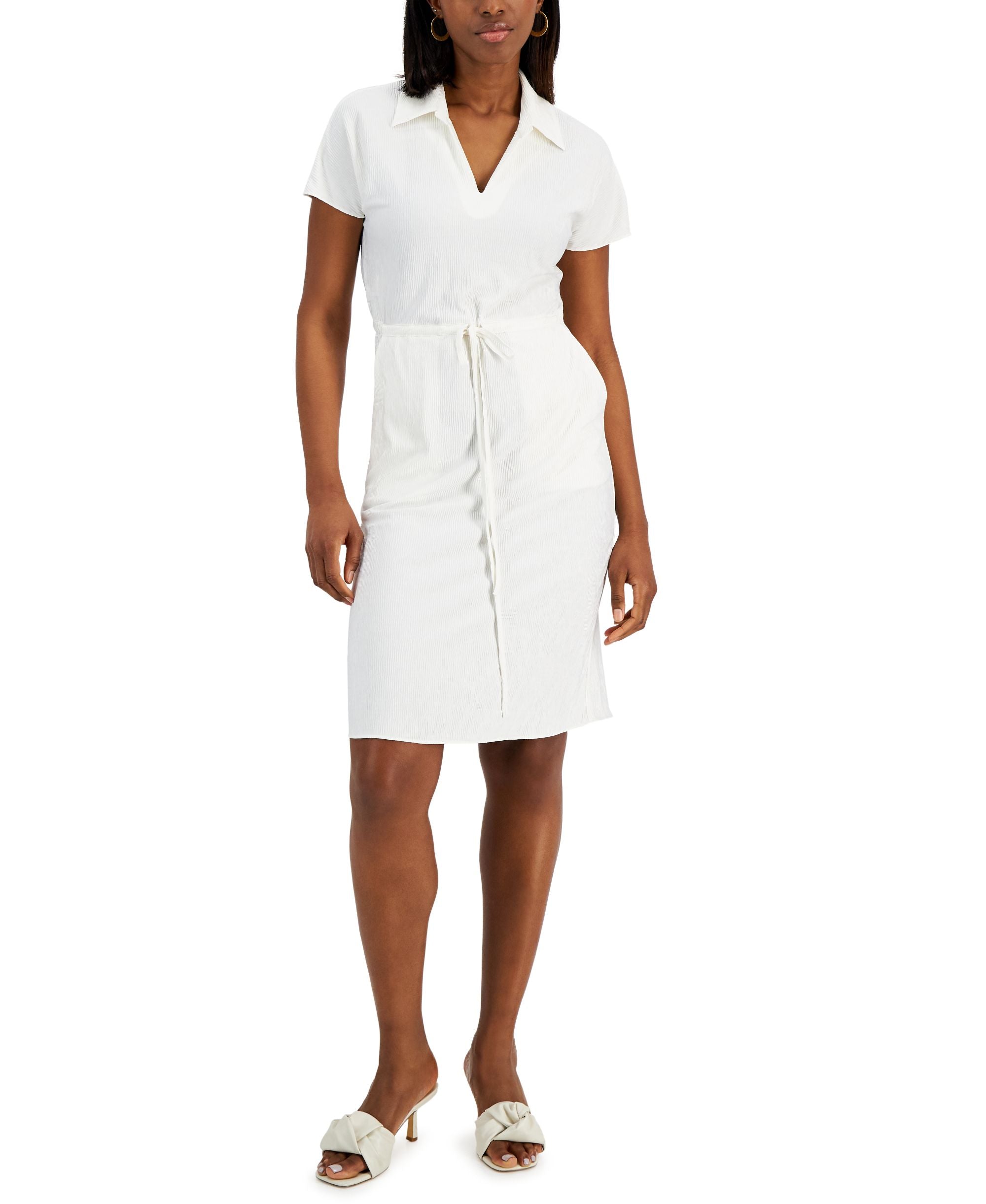 Alfani Textured Drawstring Dress
