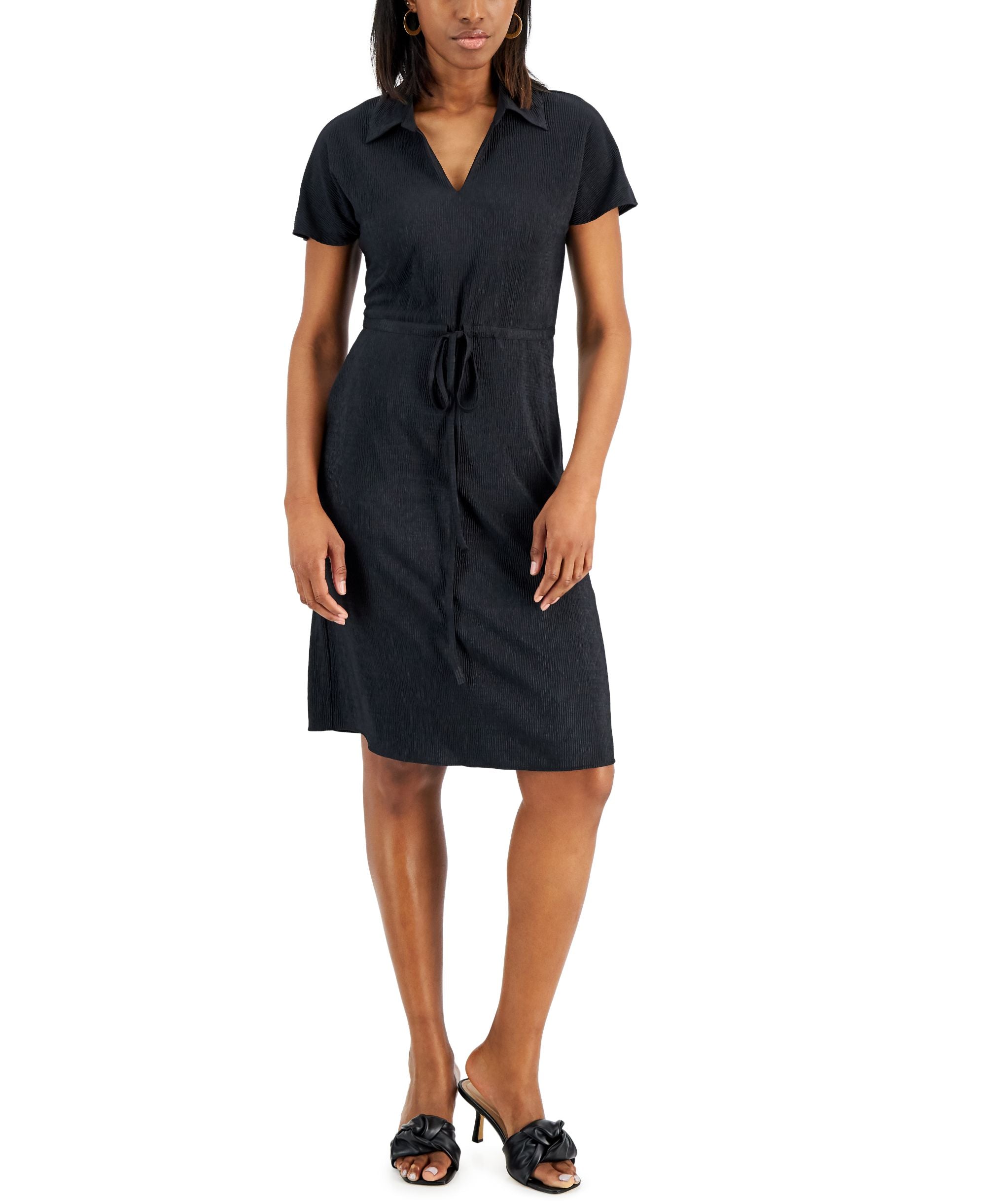 Alfani Textured Drawstring Dress