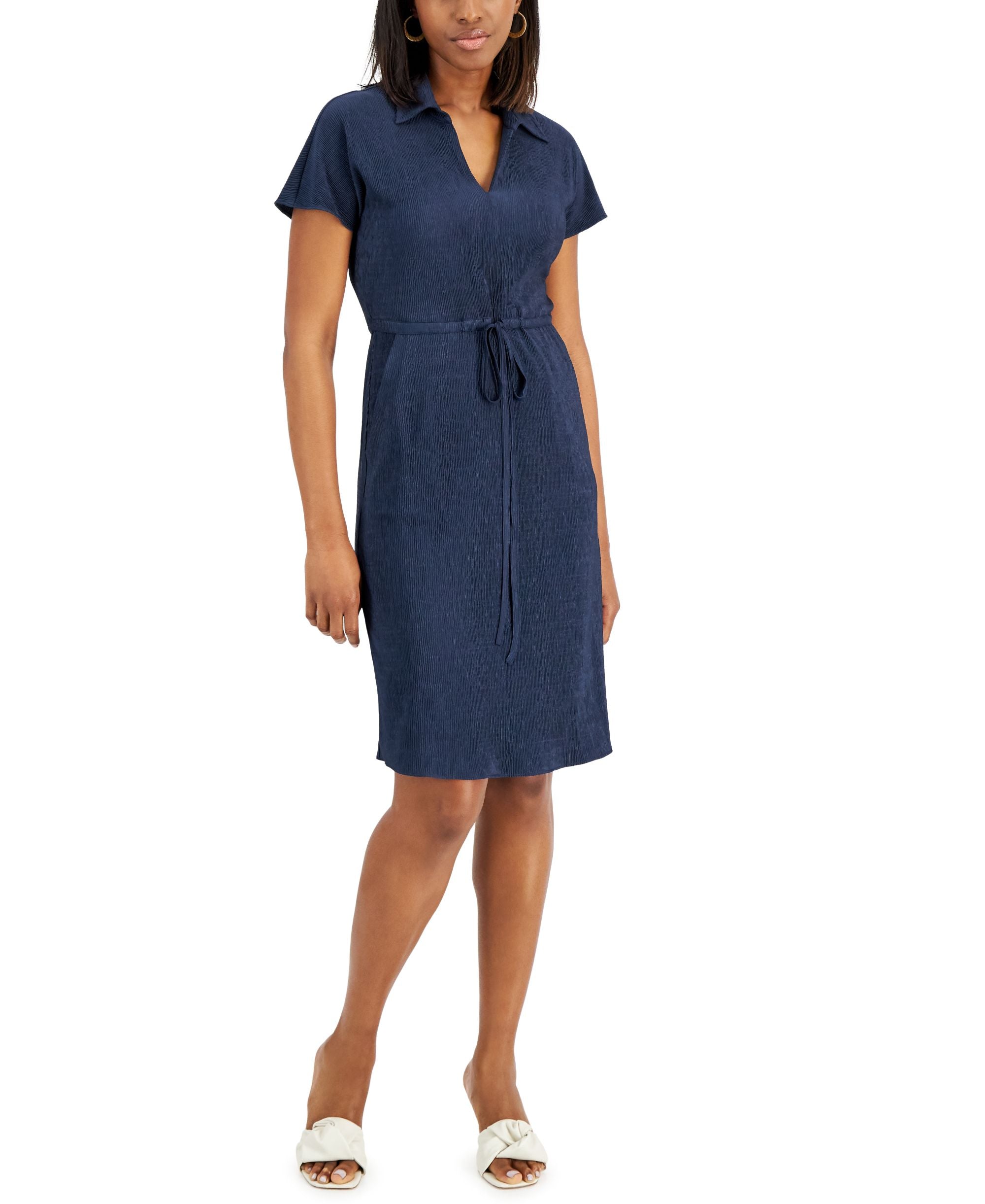 Alfani Textured Drawstring Dress
