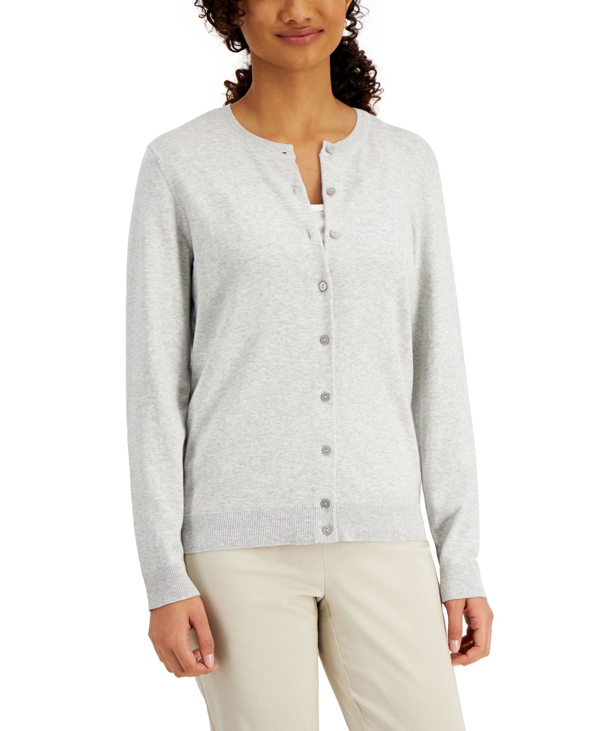 Karen Scott Petite Crew Neck Cardigan