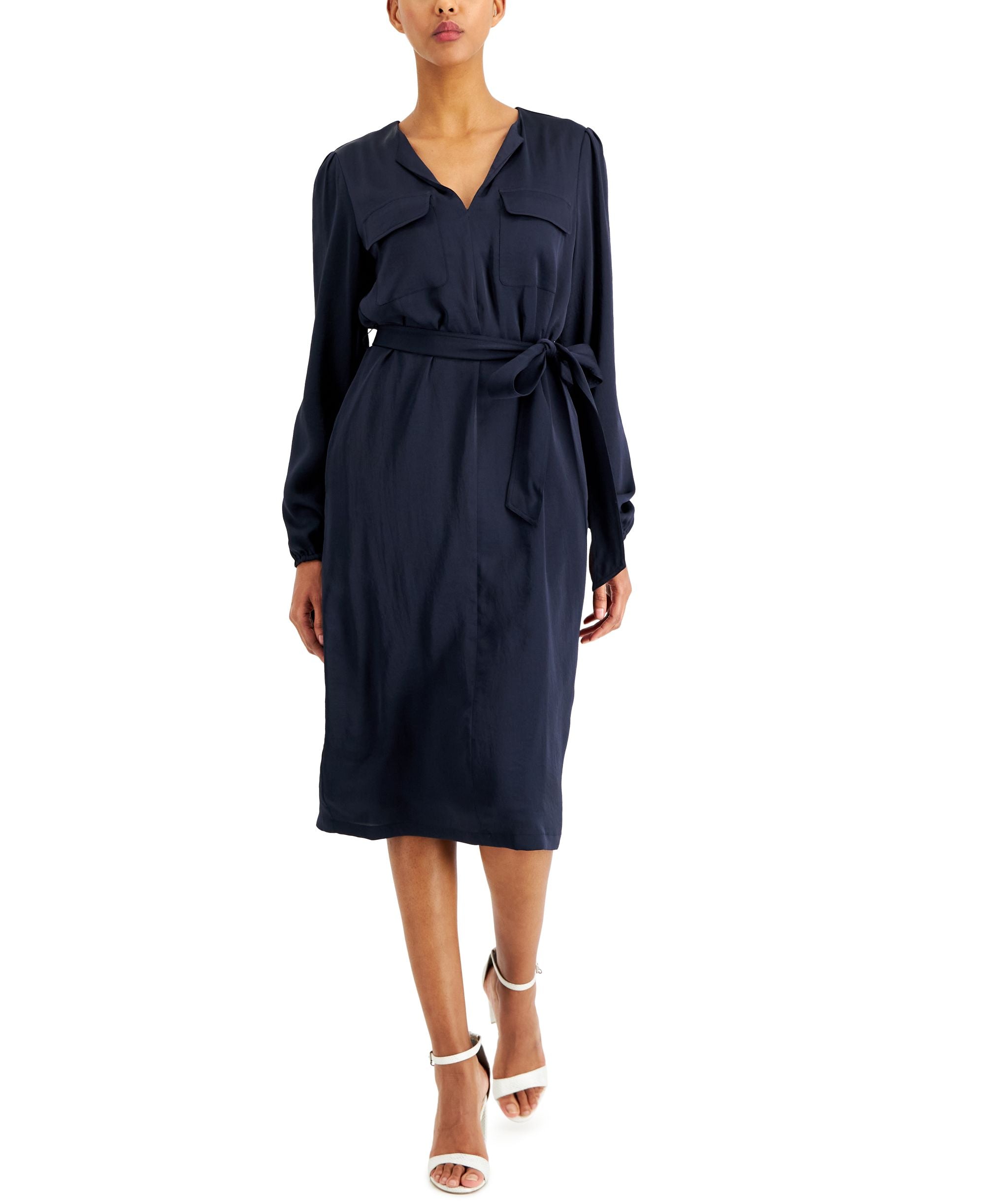 Alfani Satin Utility Shirtdress