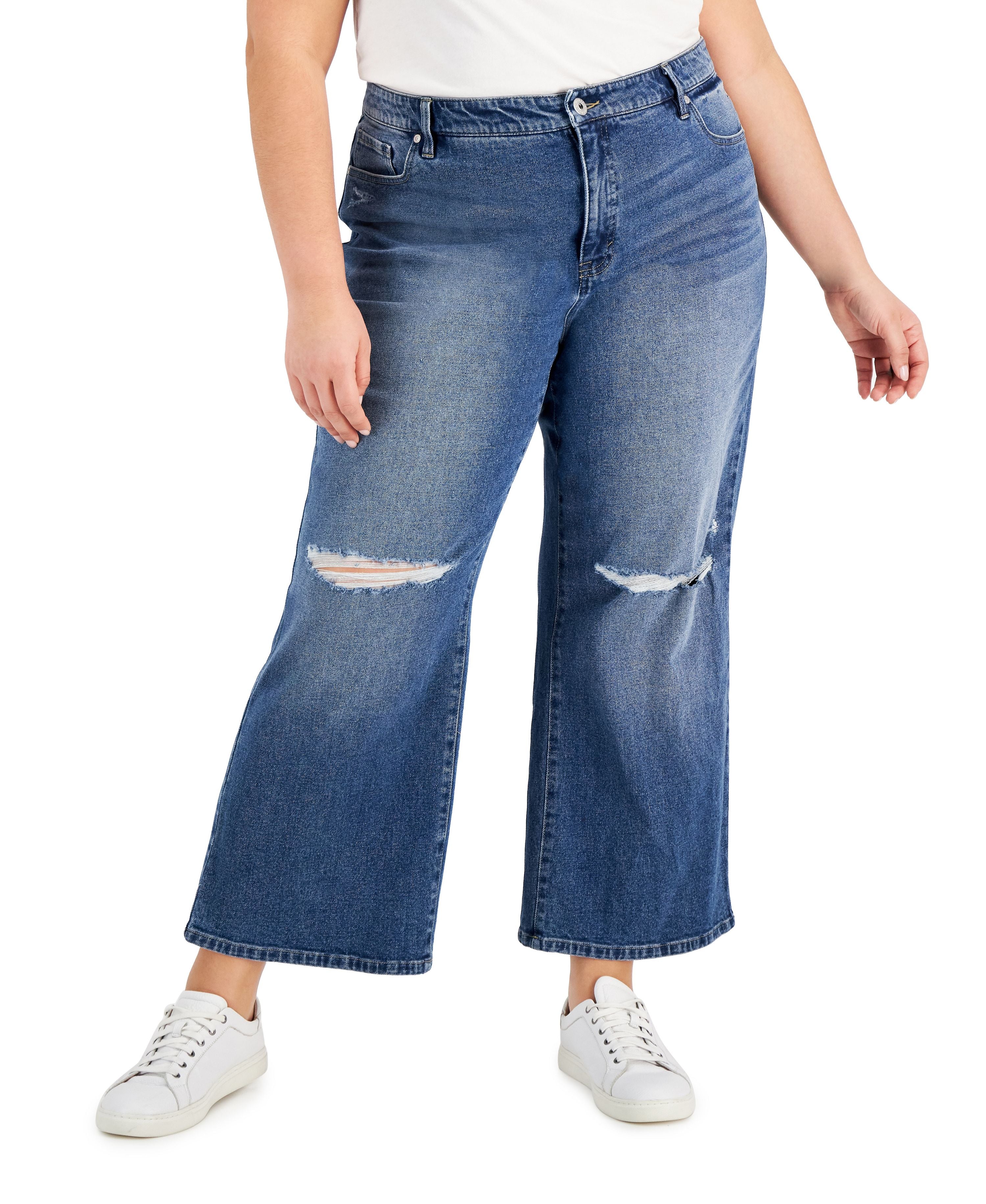 Style & Co Plus Size Cropped Wide Leg Jeans