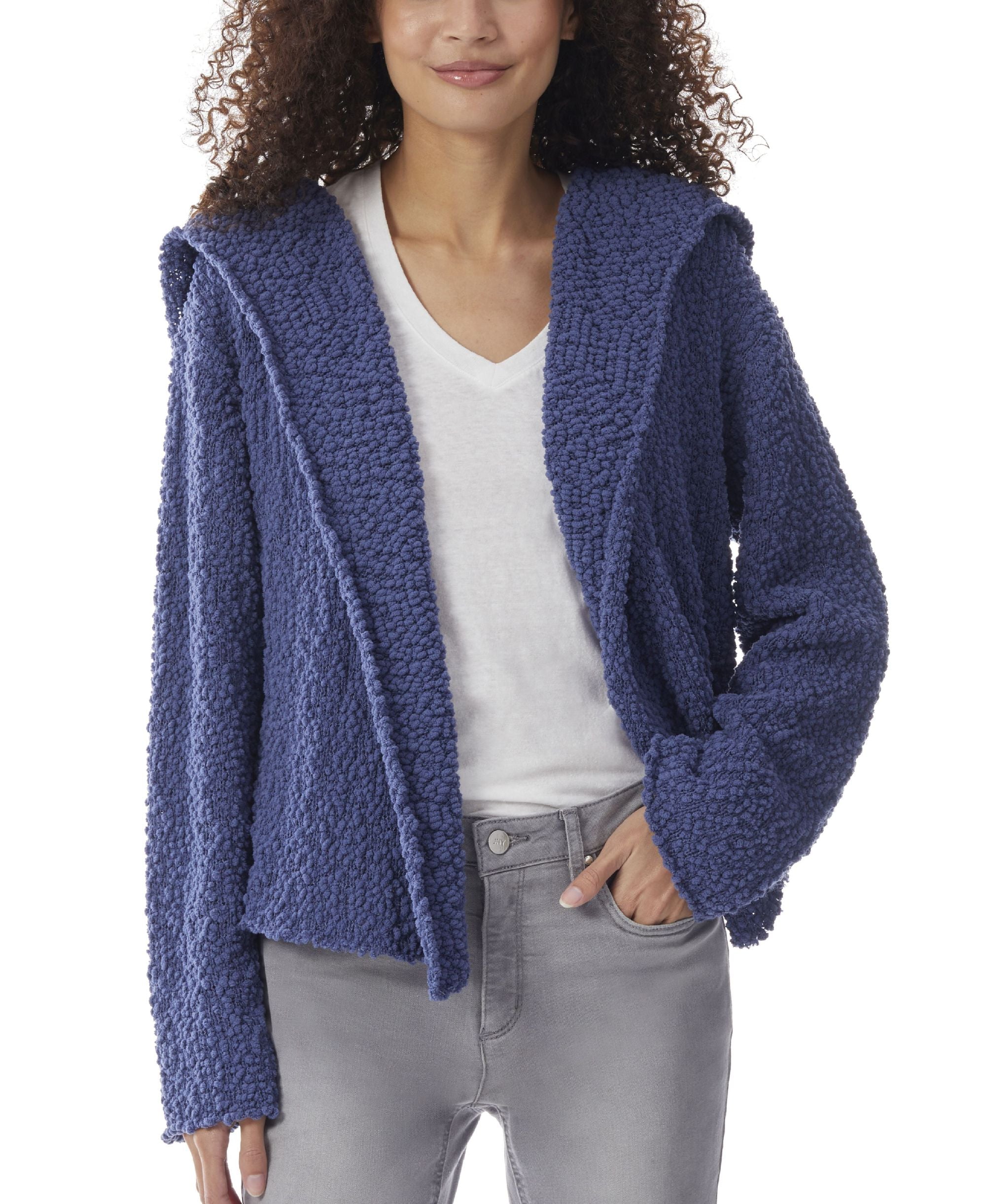 Womens Chenille Drape Front Wrap Cardigan Sweater