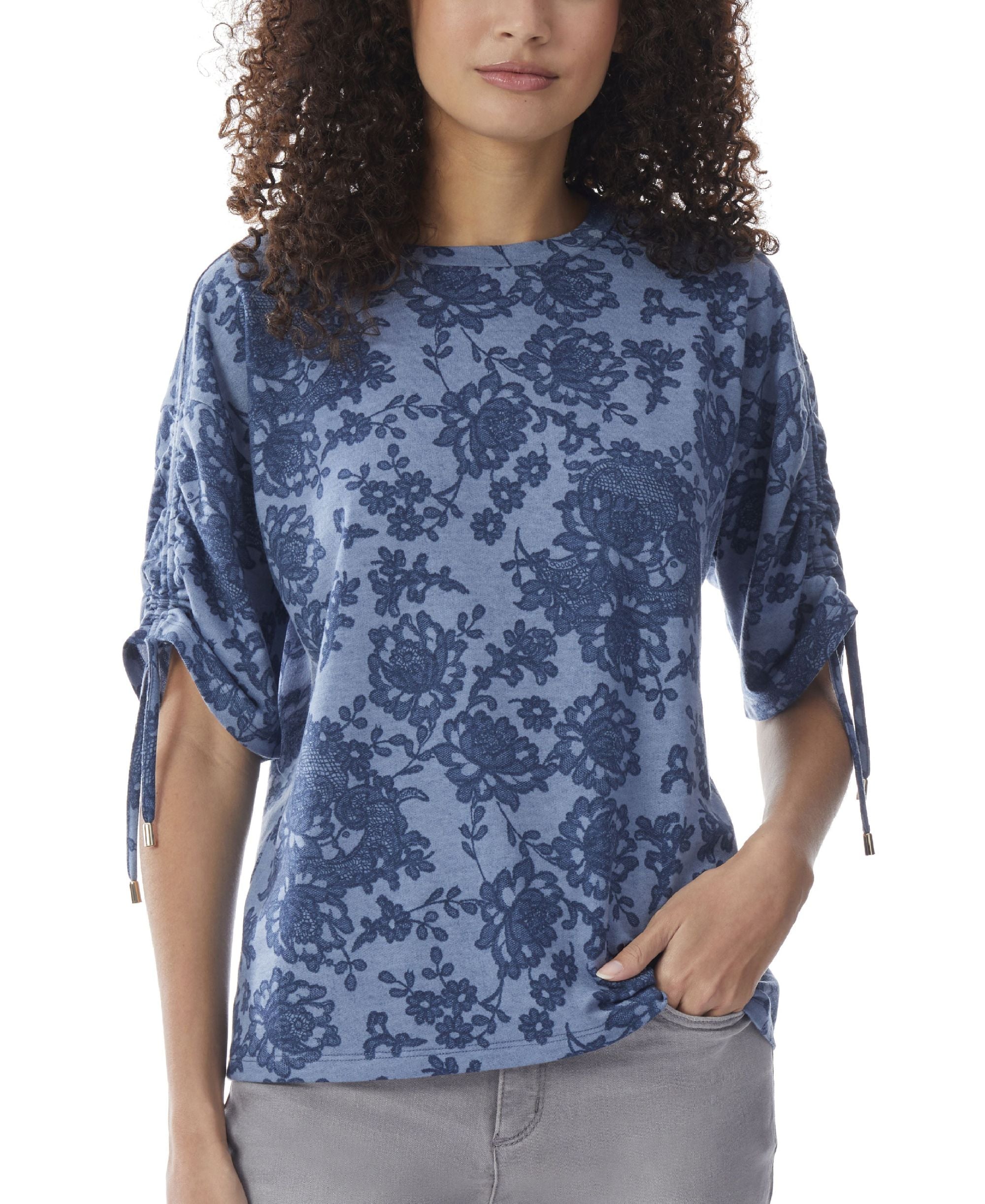 Womens Printed Terry Boxy Top