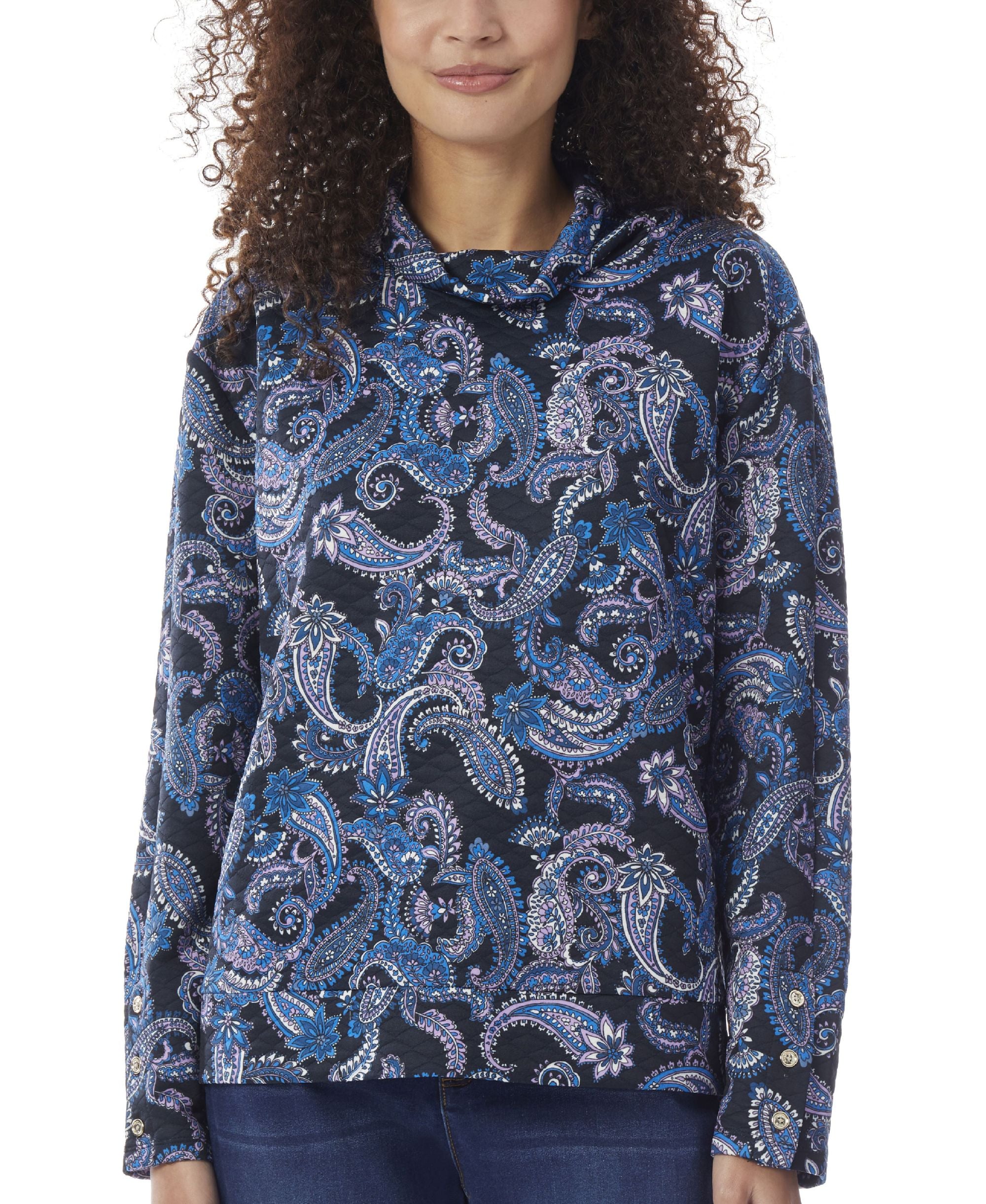 Womens Printed Quilt Dakota Top With Snaps