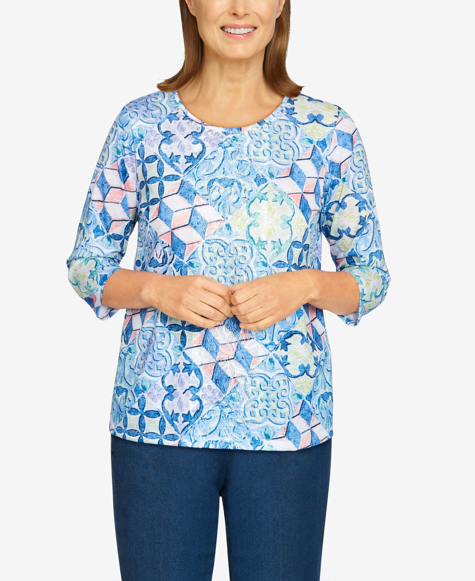 Plus Size High Impact Patchwork Lace Center Top