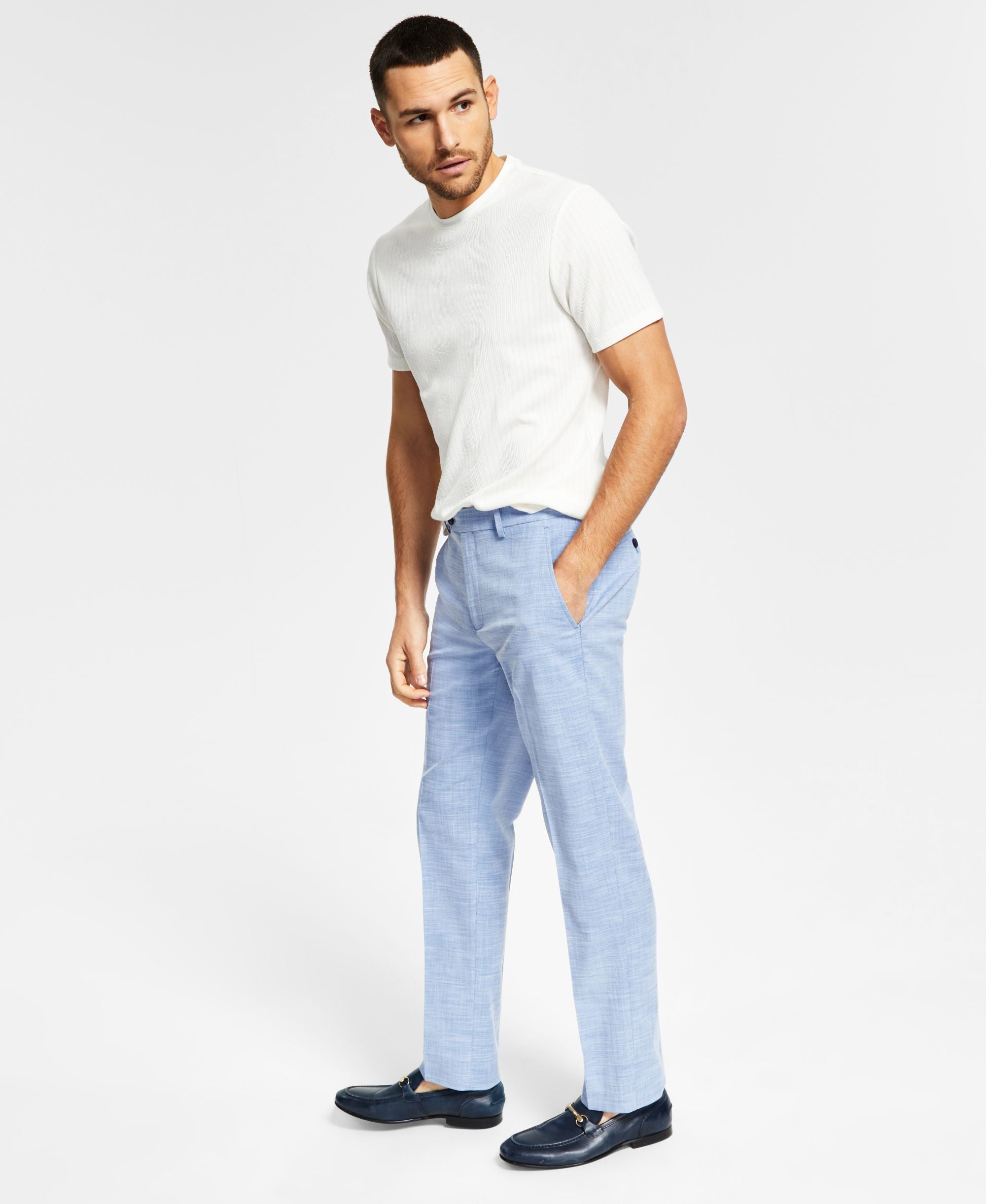 Men's Slim-Fit Stretch Solid Suit Pants