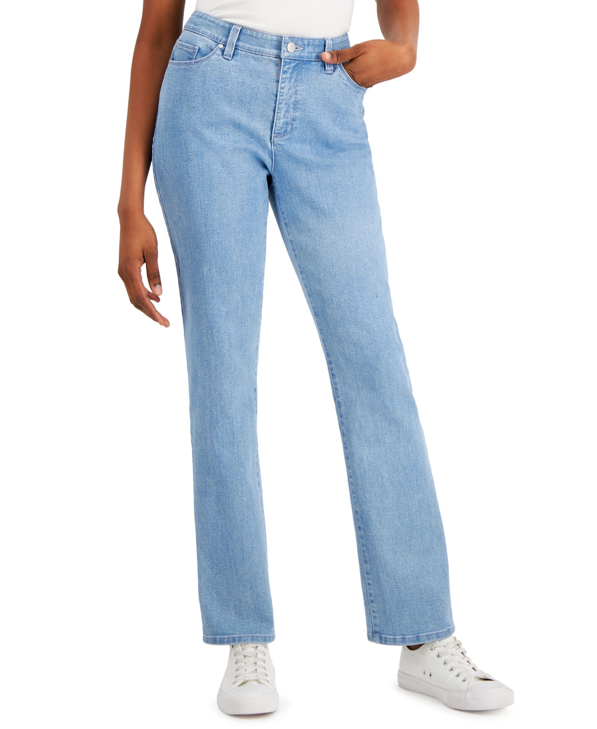 Charter Club Womens Lexington Tummy Control Straight Leg Jeans