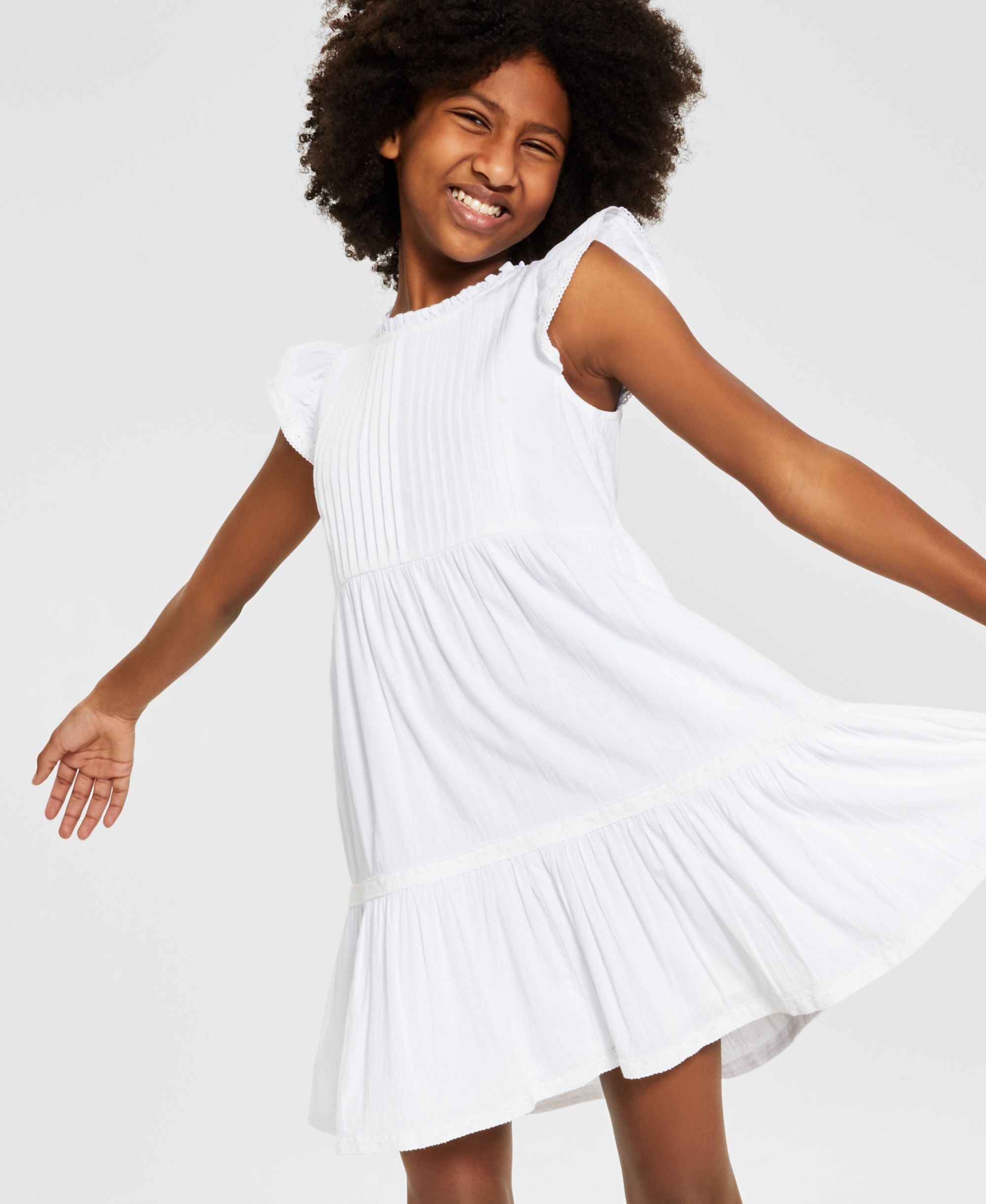 Charter Club Mommy Me Little Girls Flutter Sleeve Crinkled Dress
