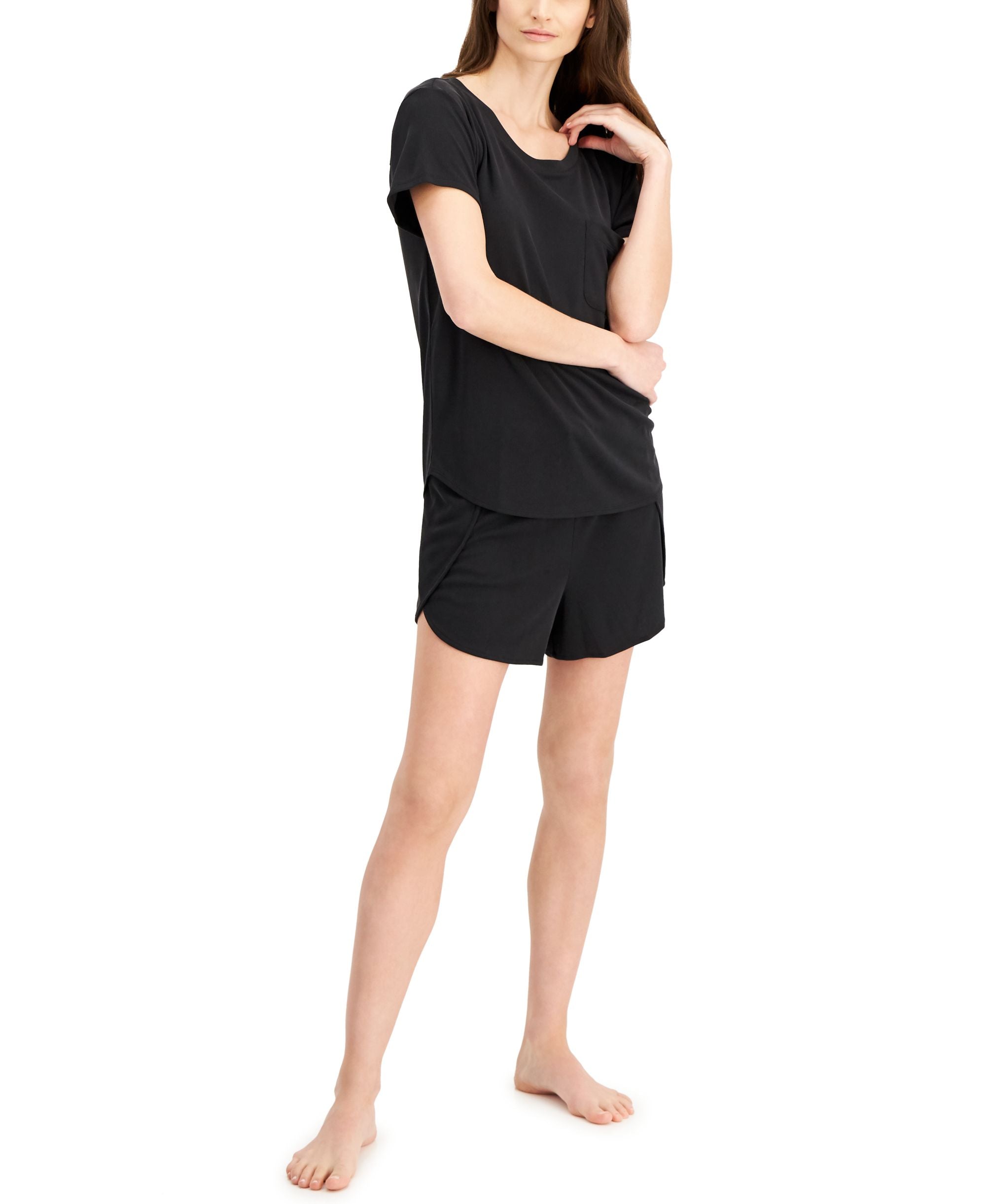 Alfani Pocket T-Shirt Tulip Hem Shorts Pajama Set