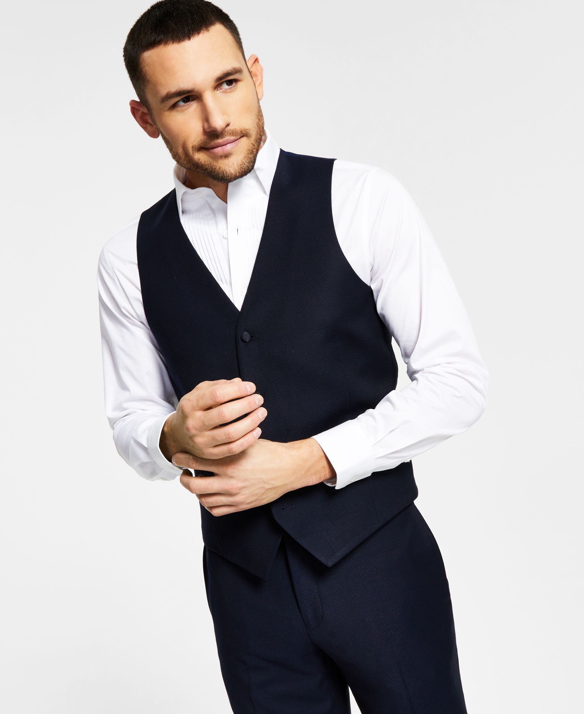 Men's Slim-Fit Navy Tuxedo Vest