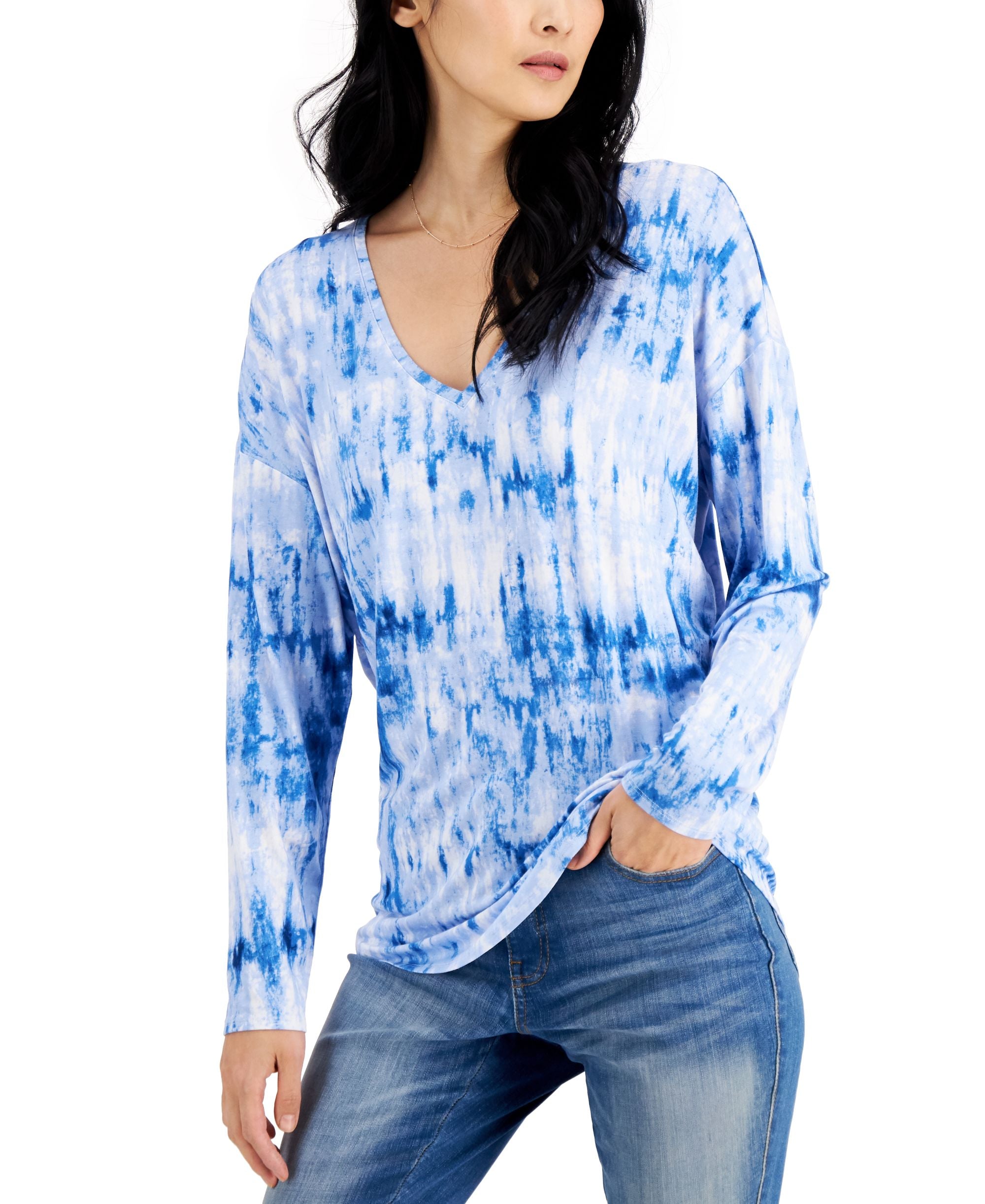 INC International Concepts Petite Tie Dye Tunic Top
