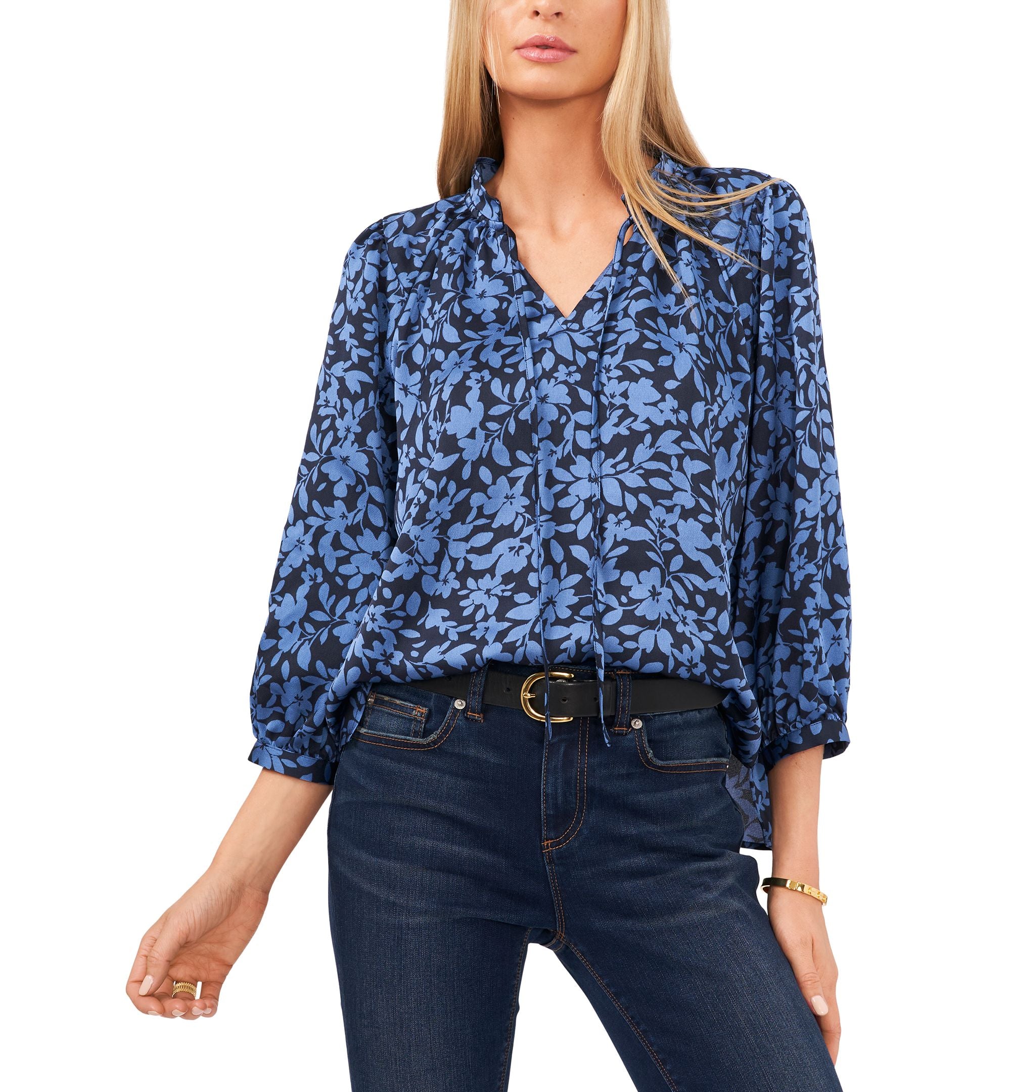Vince Camuto Petite Split Neck Top