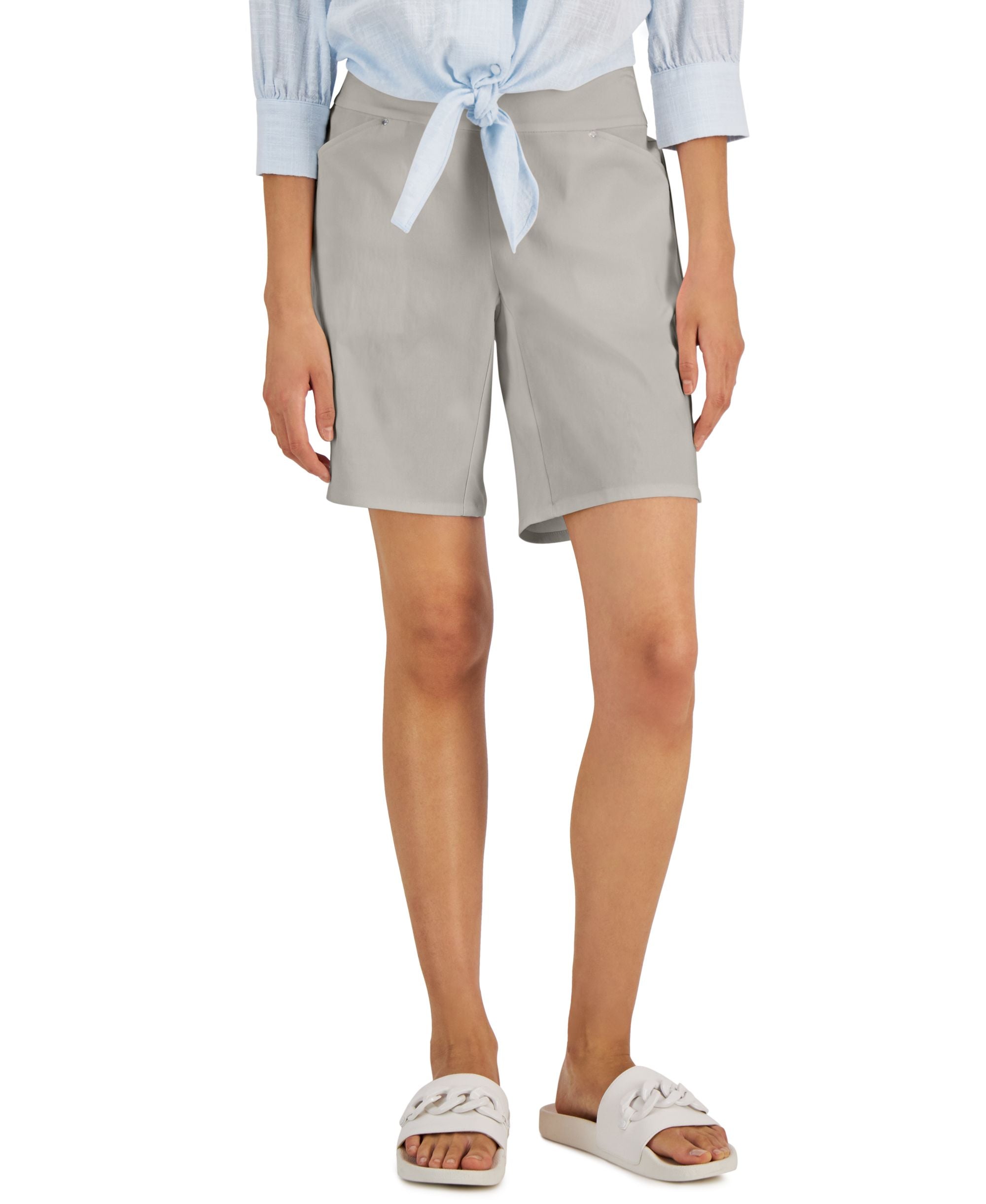 Women's Curvy Mid Rise Pull-On Bermuda Shorts