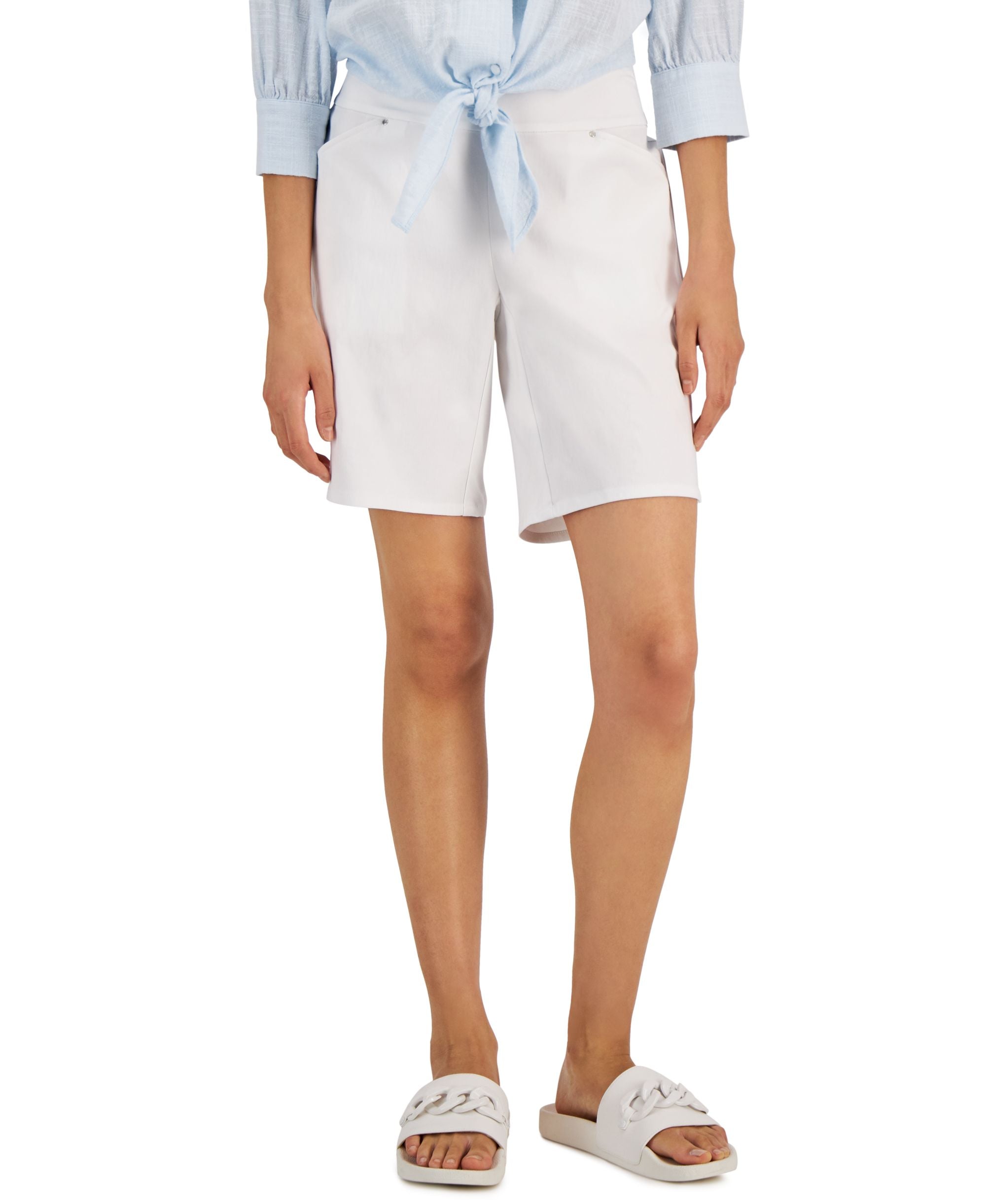 Women's Curvy Mid Rise Pull-On Bermuda Shorts