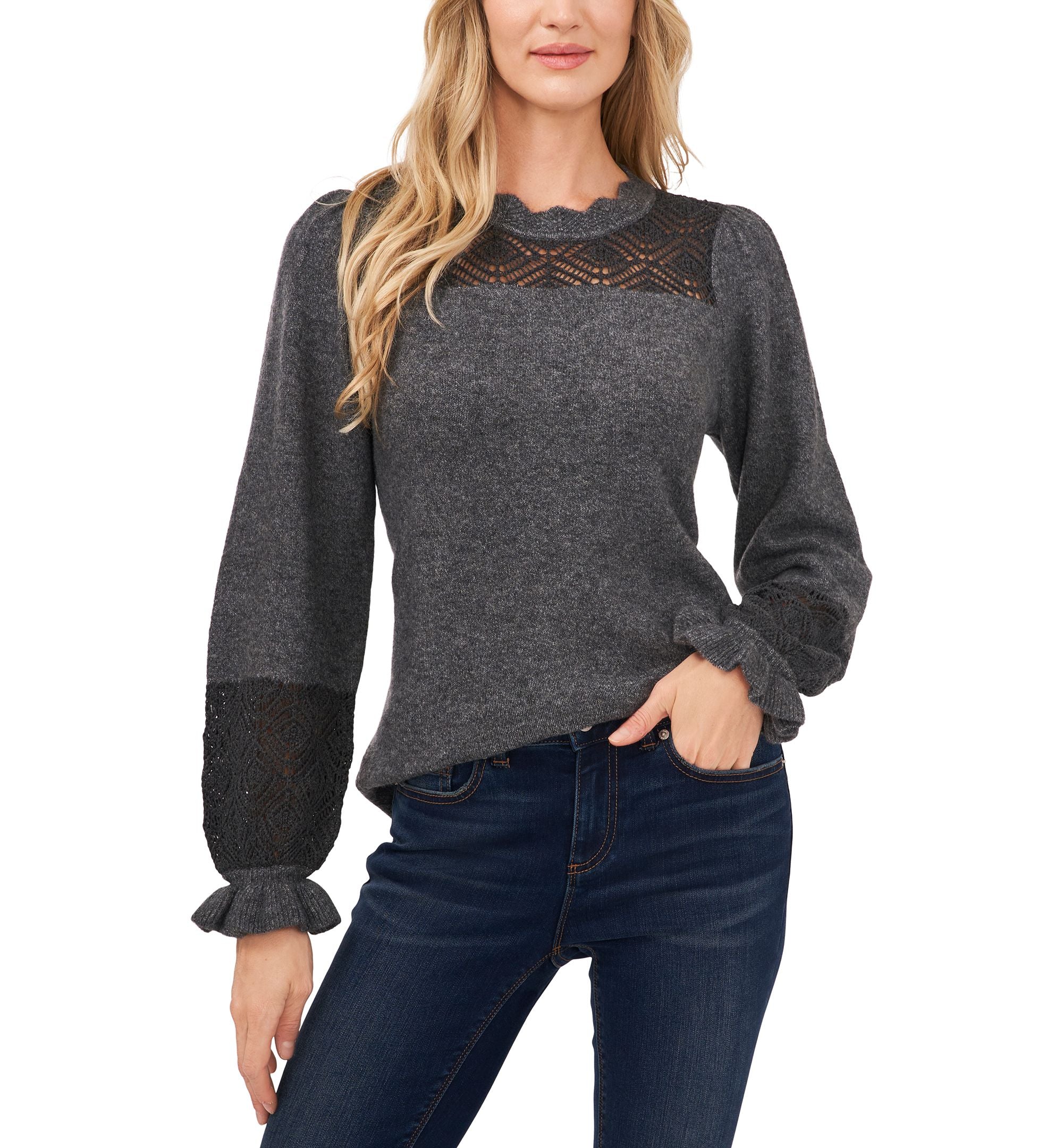 Cece Cotton Open Knit Sweater