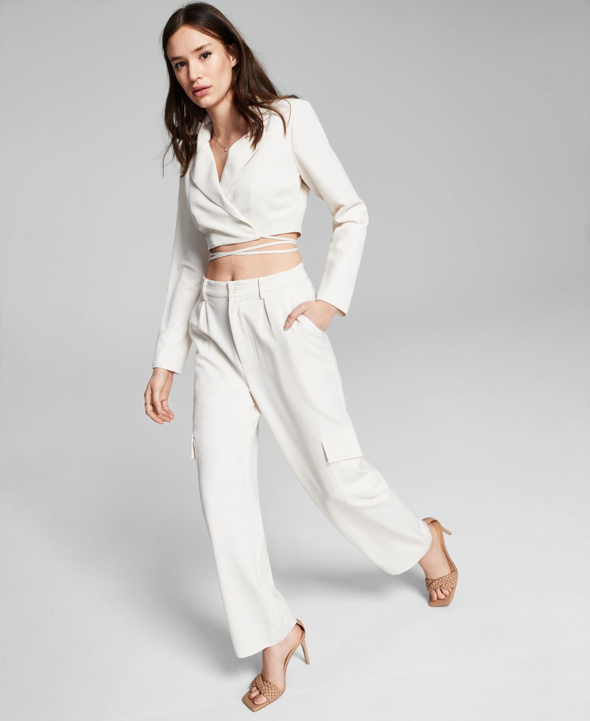Now This Crop Tie Blazer