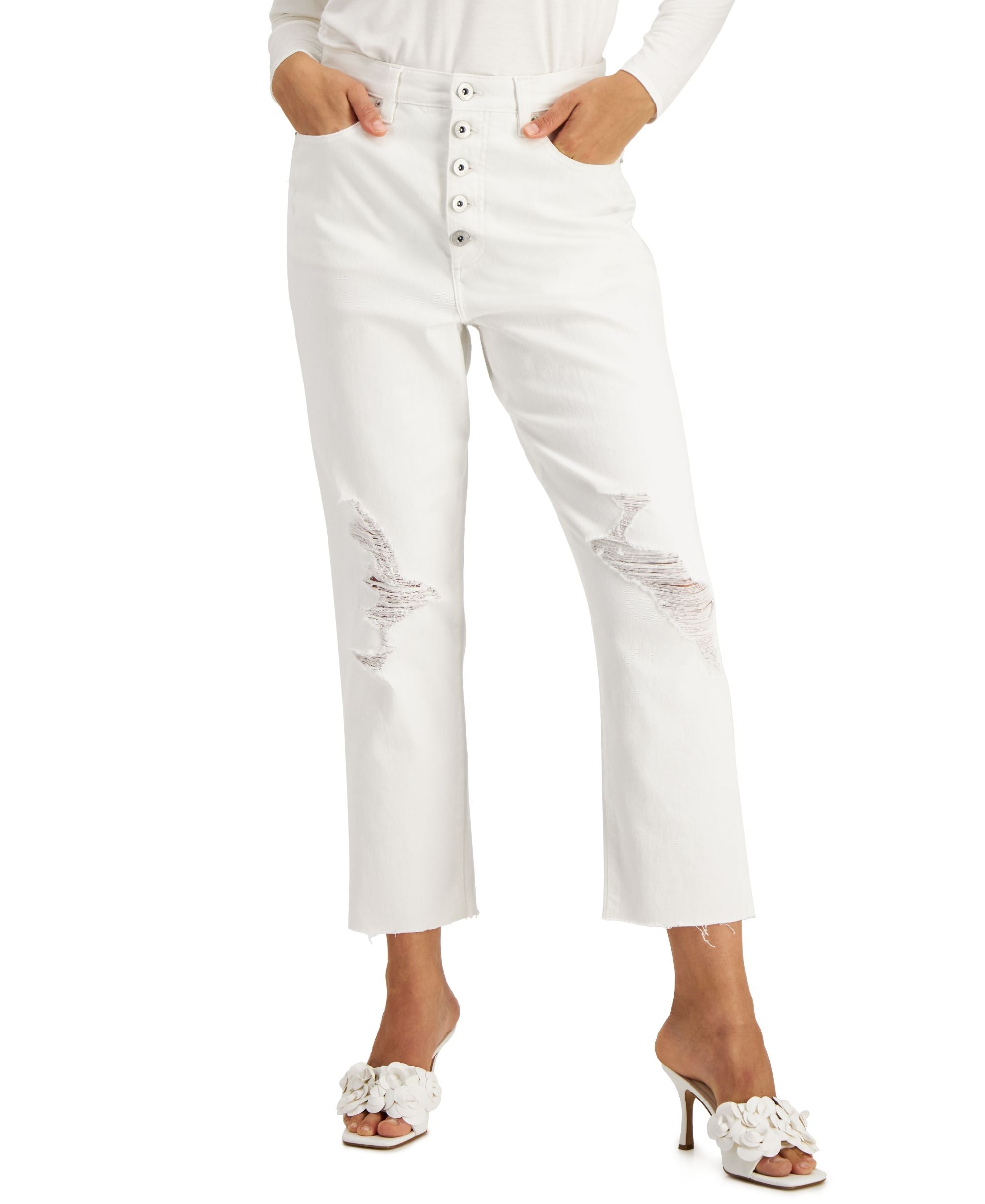INC International Concepts High Rise Ripped Mom Jeans