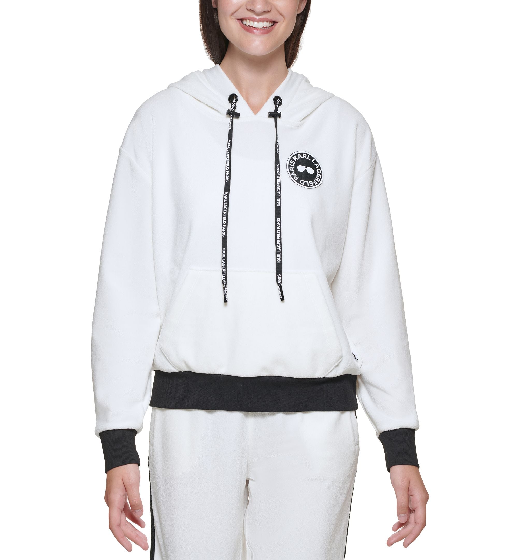 Karl Lagerfeld Paris Micro Fleece Hooded Top