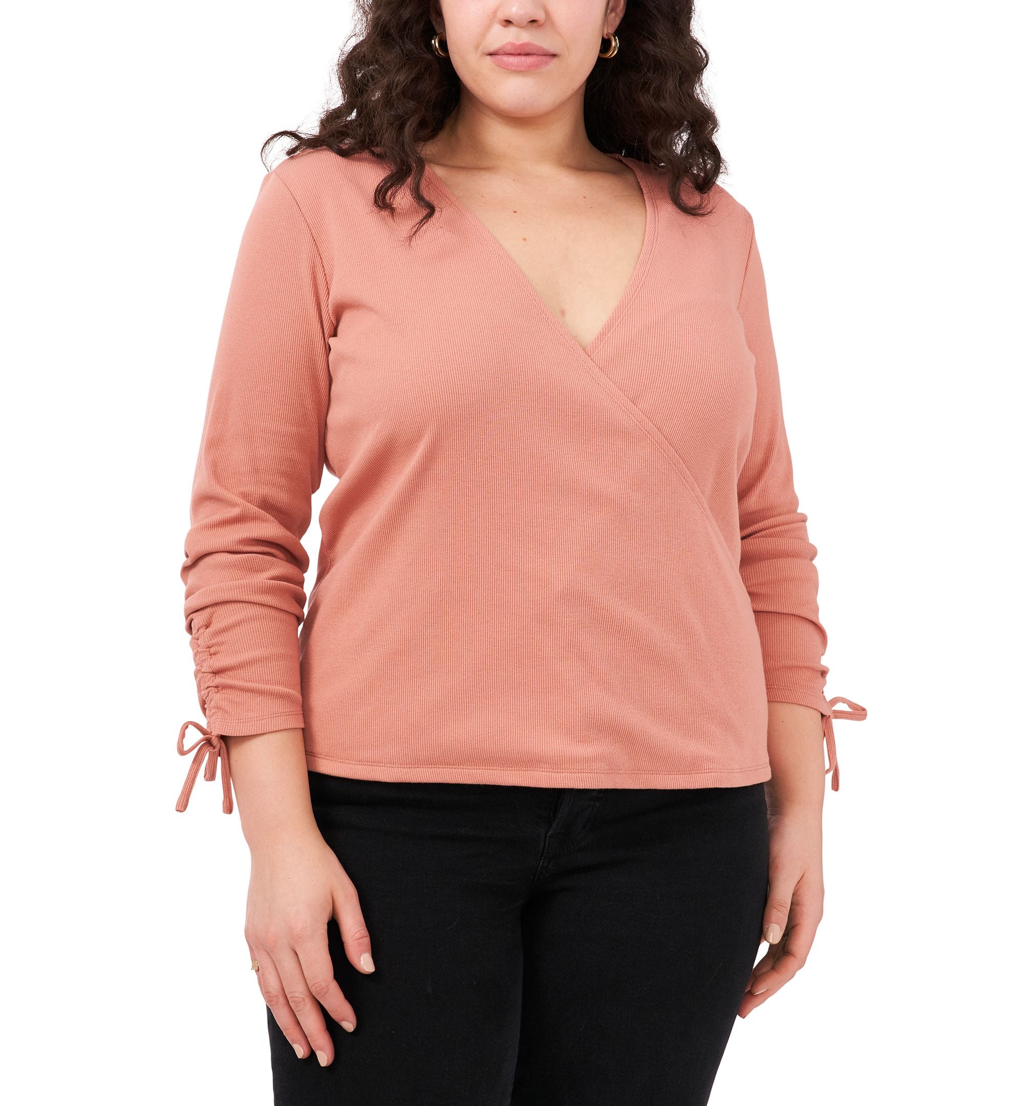 1.State Trendy Plus Size Wrap Front Top