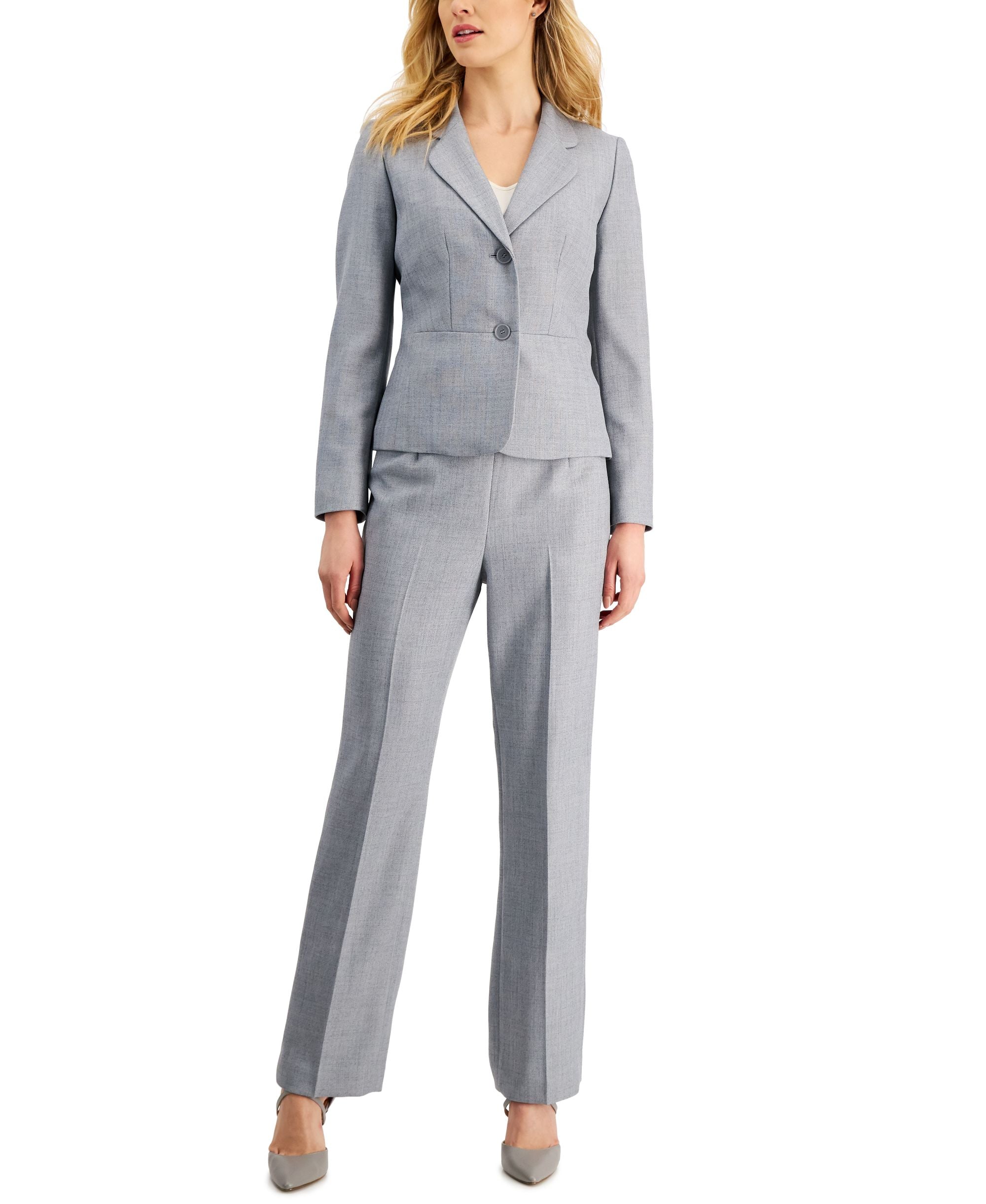 Women's Notch-Collar Pantsuit, Regular and Petite Sizes