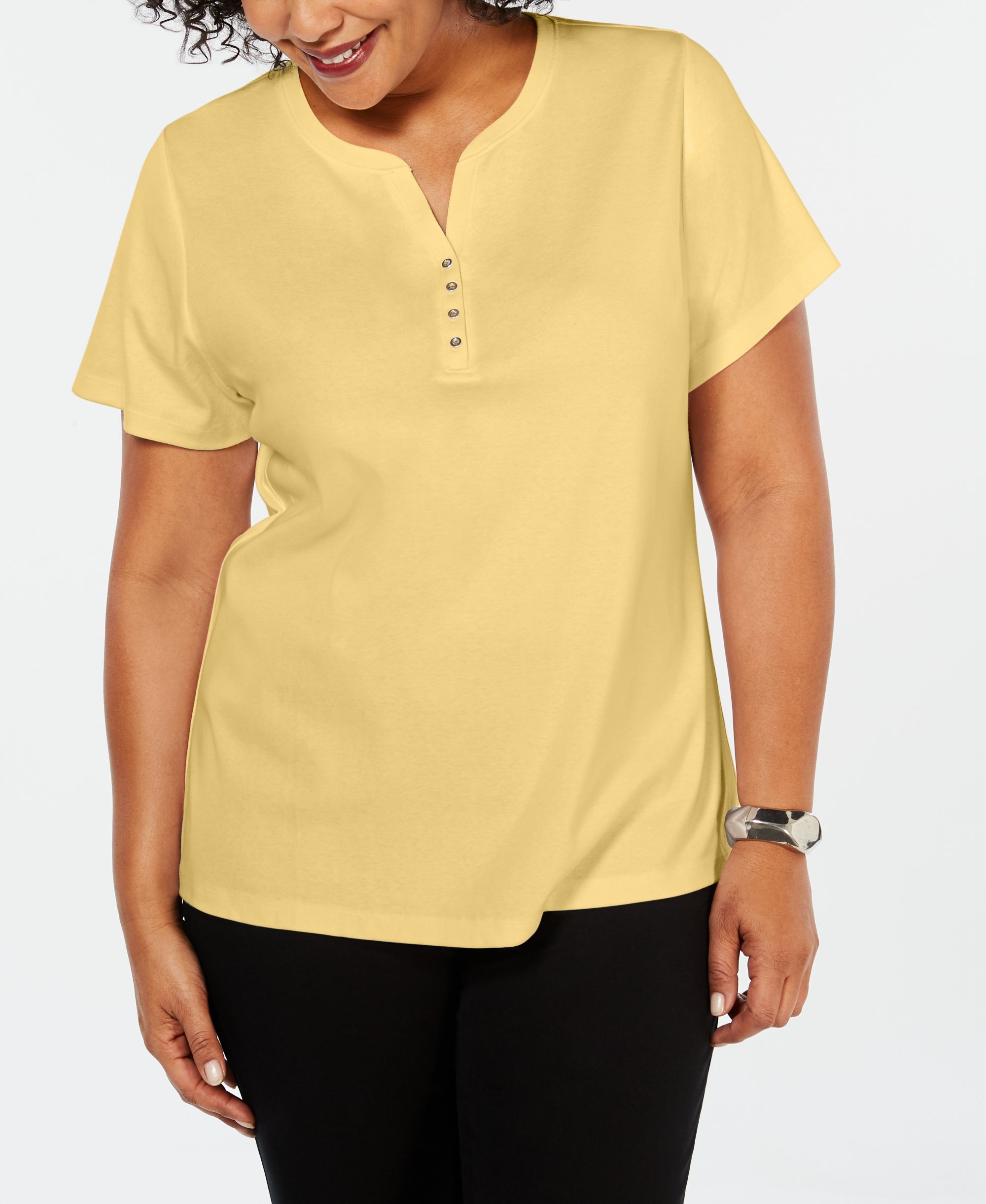Plus Size Cotton Henley Top