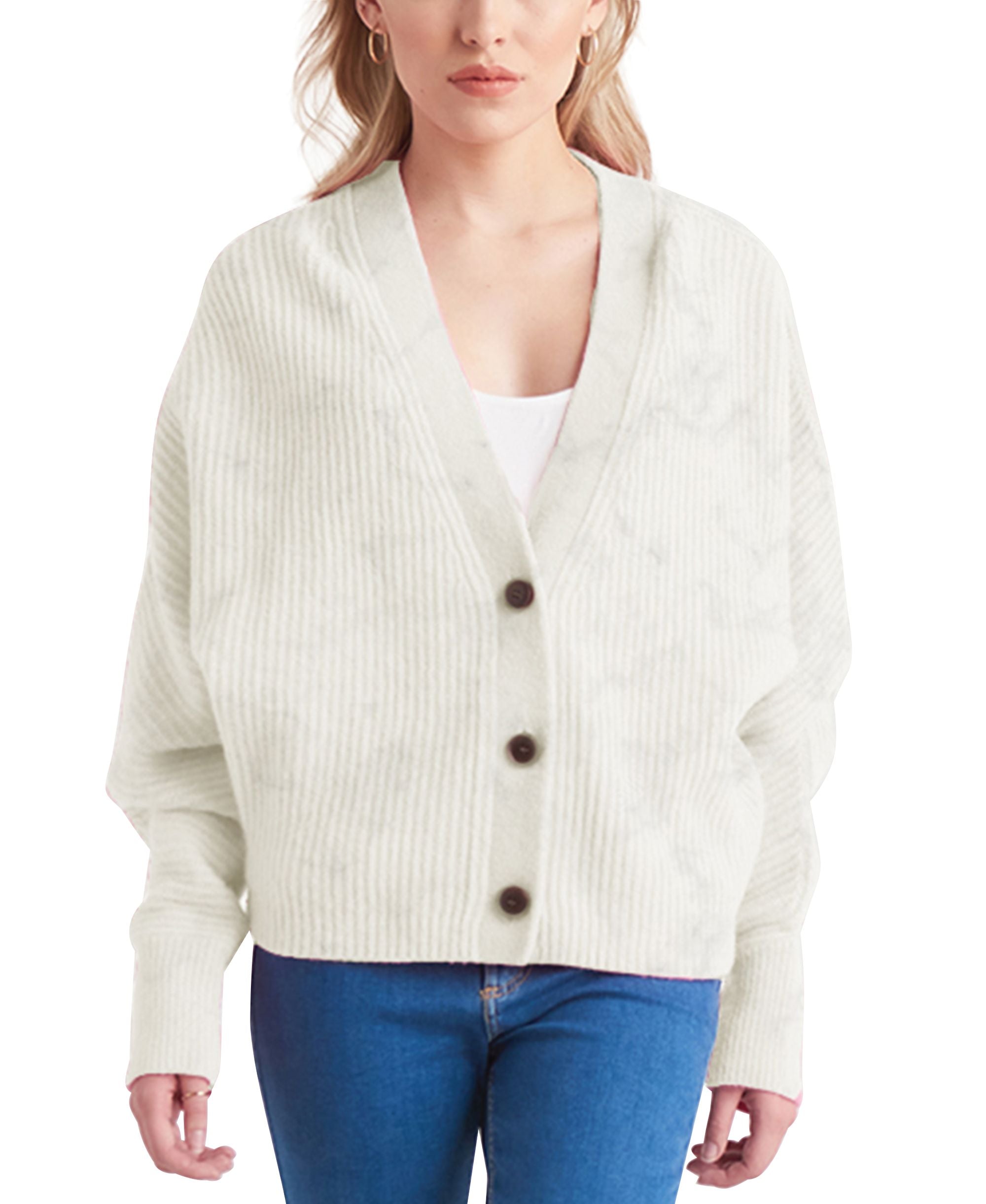 Black Tape Drop Shoulder Cardigan Sweater