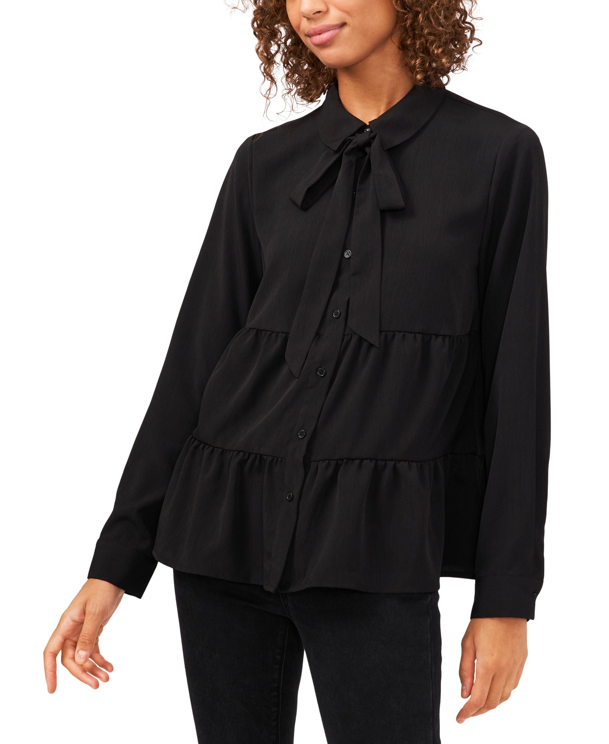 Riley Rae Tiered Tie Neck Blouse