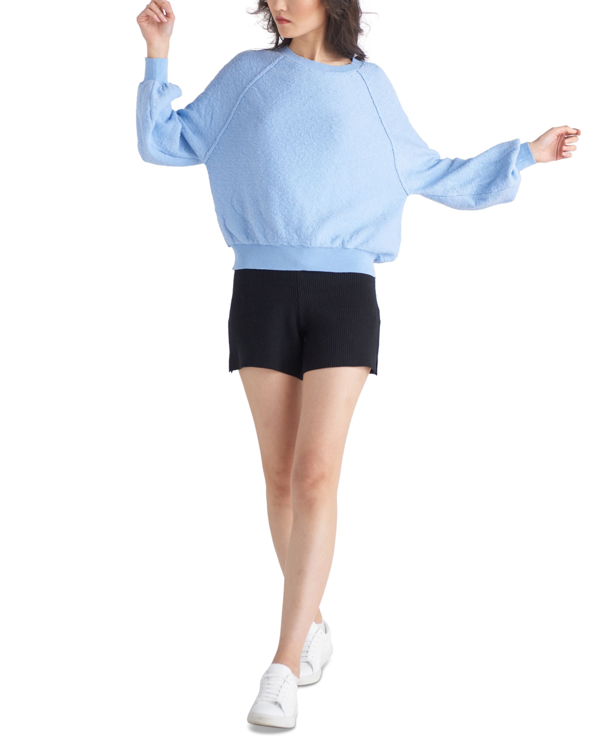 Black Tape Textured Raglan-Sleeve Sweater