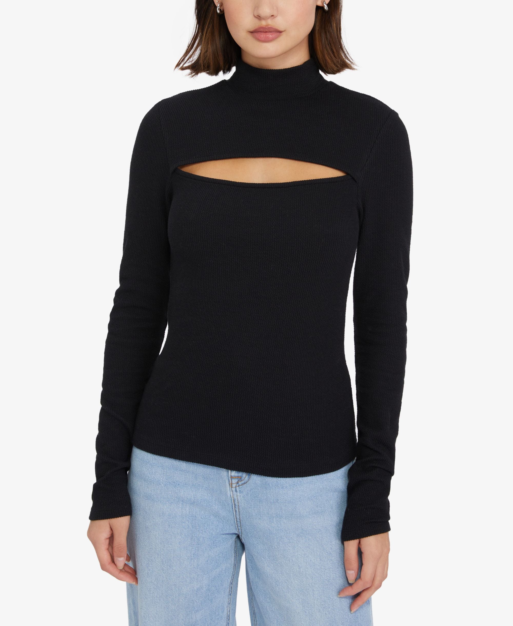 Cut It Out Mock-Neck Top