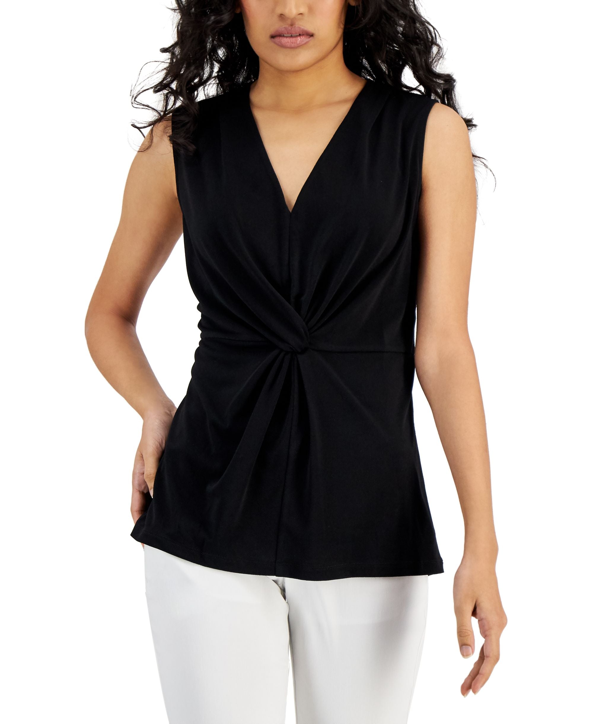 Petite V-Neck Twist-Front Tank
