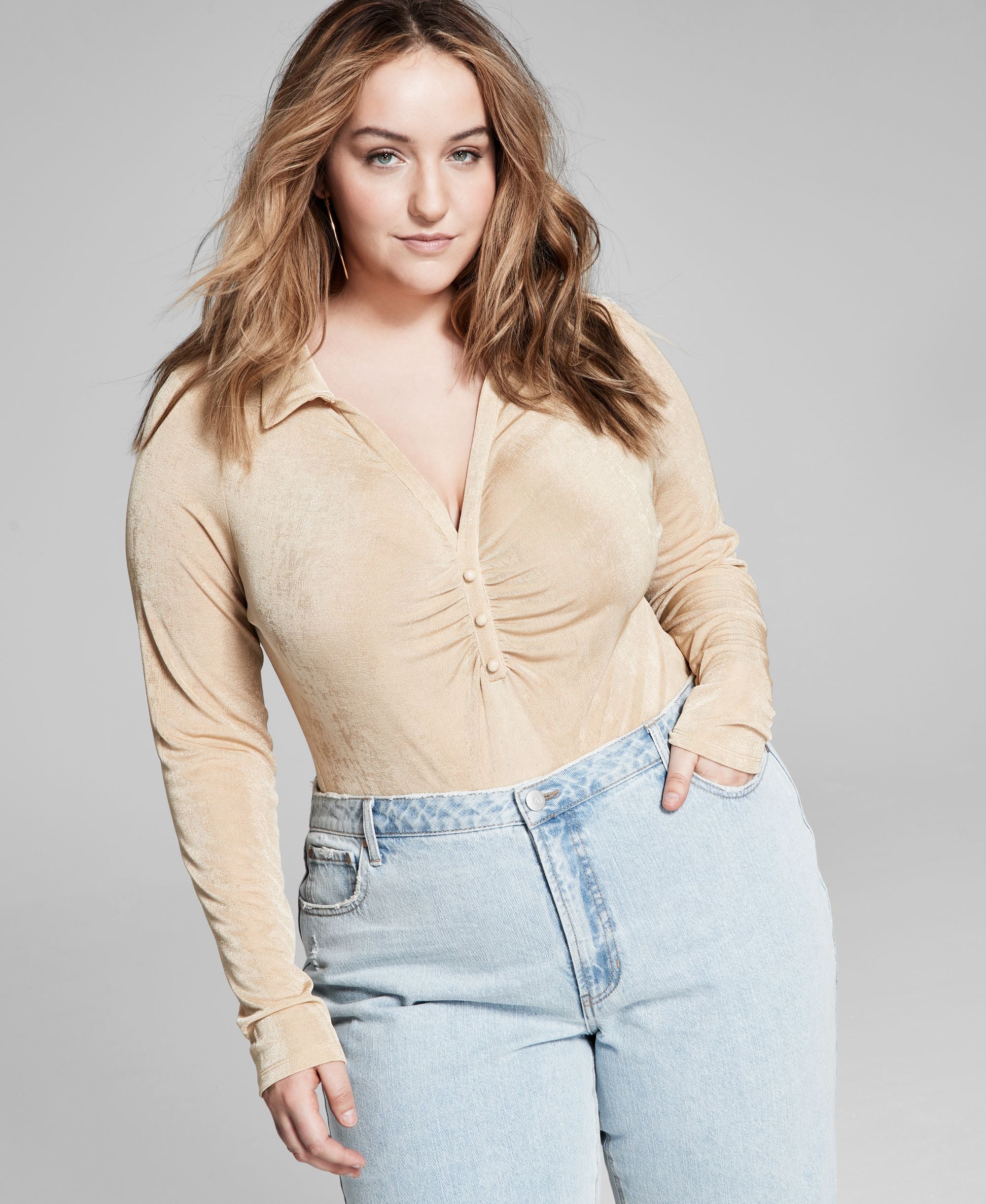Now This Trendy Plus Size Polo Bodysuit