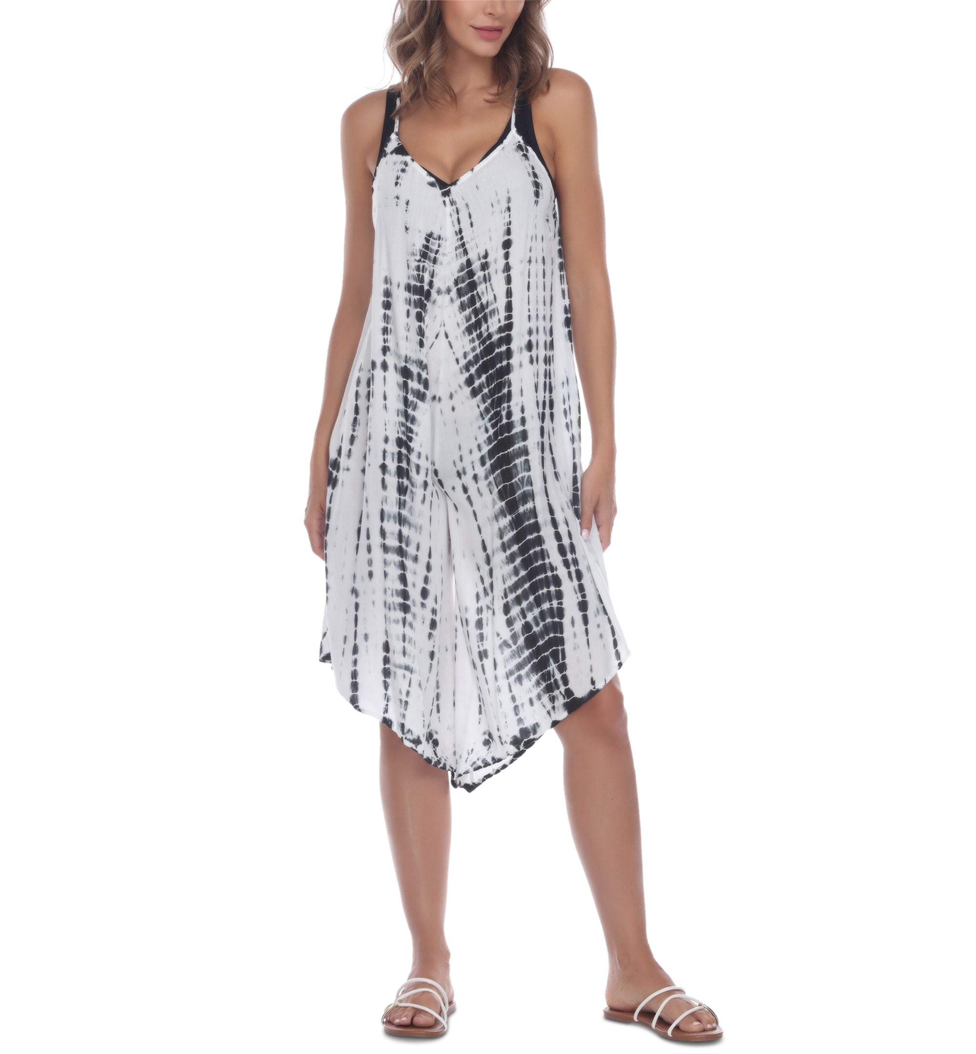 Tie-Dye Sleeveless Jumpsuit Swim Cover-Up