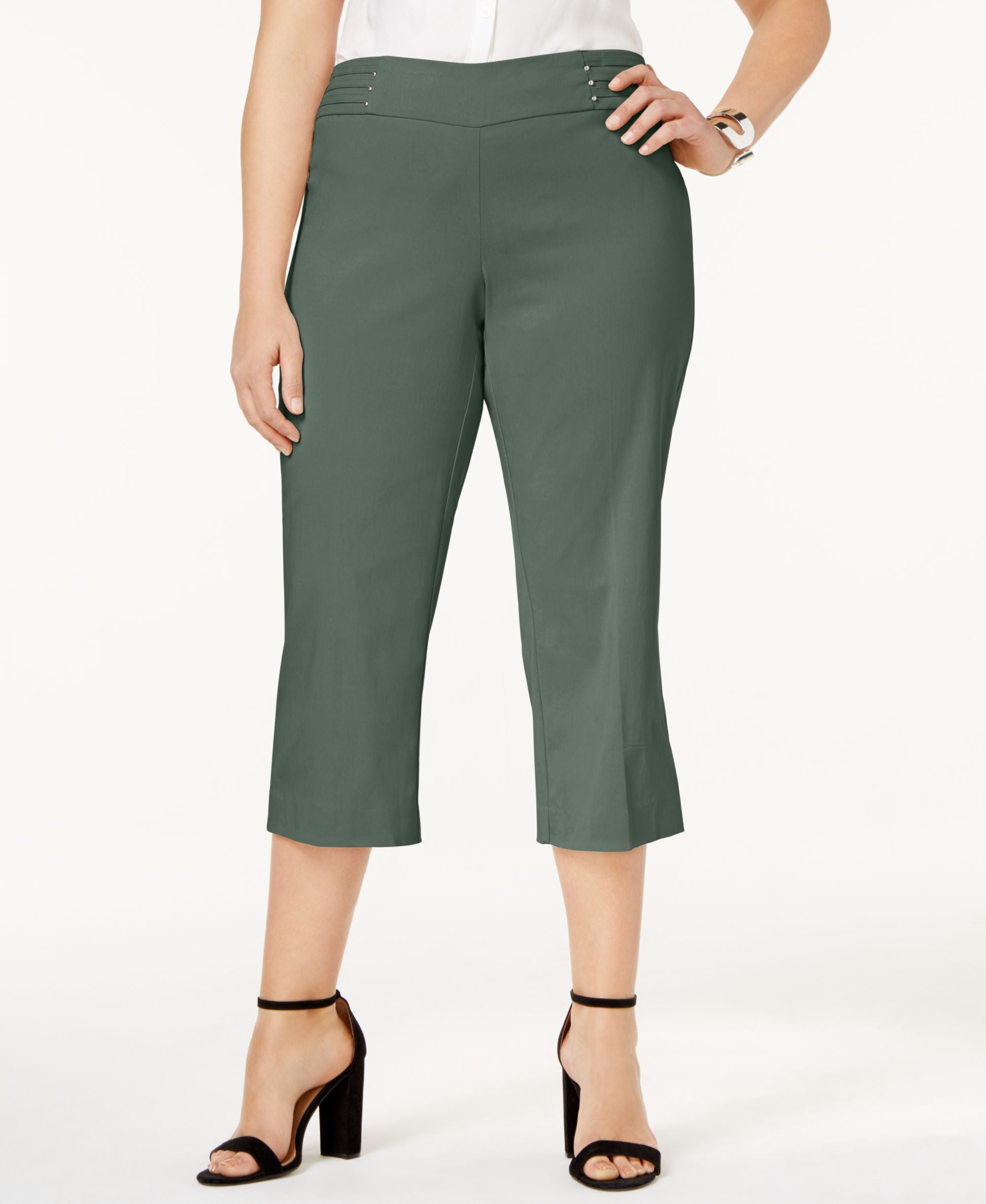 JM Collection Embellished Pull On Capri Pants