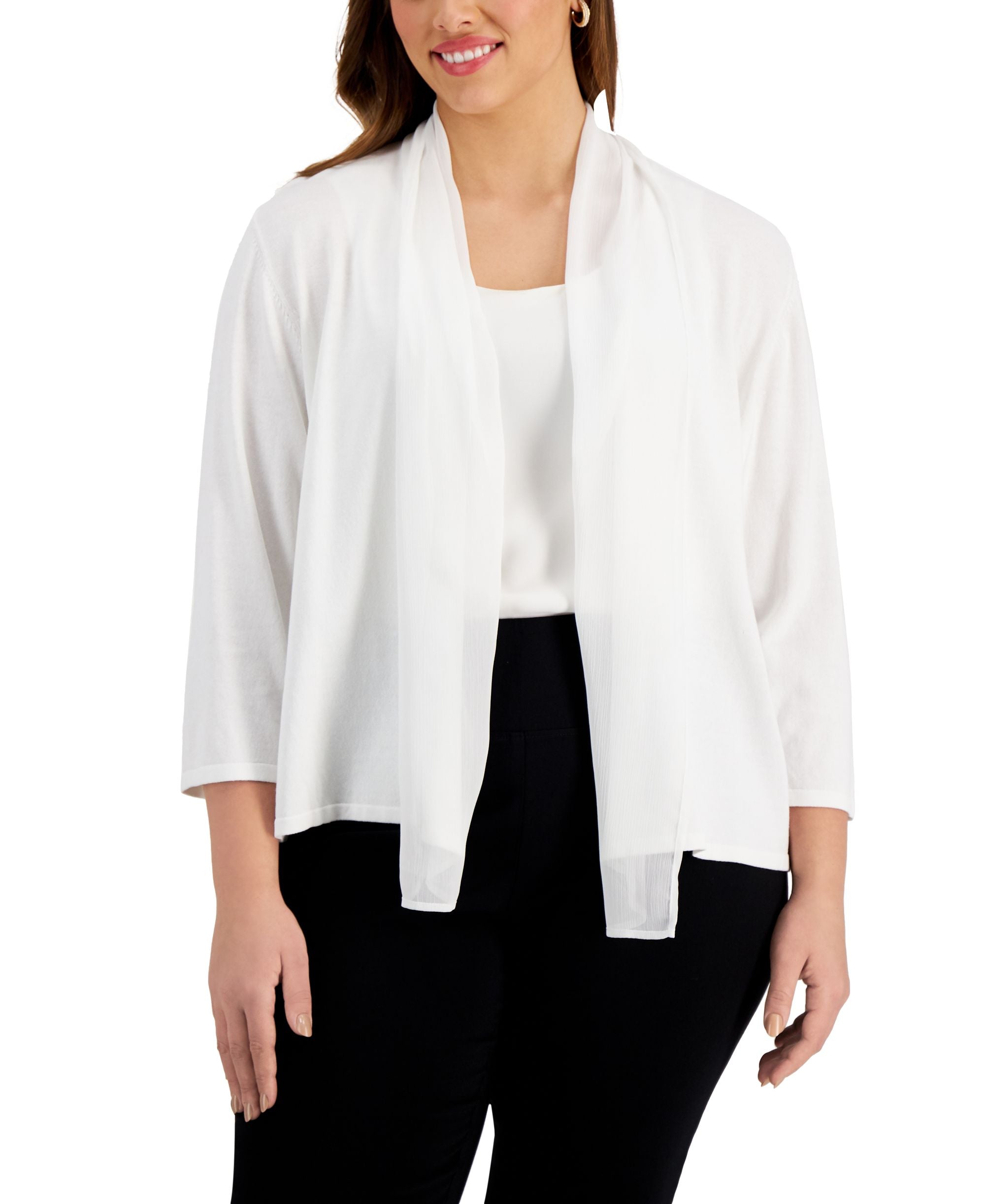 Kasper Plus Size Open Front Cardigan