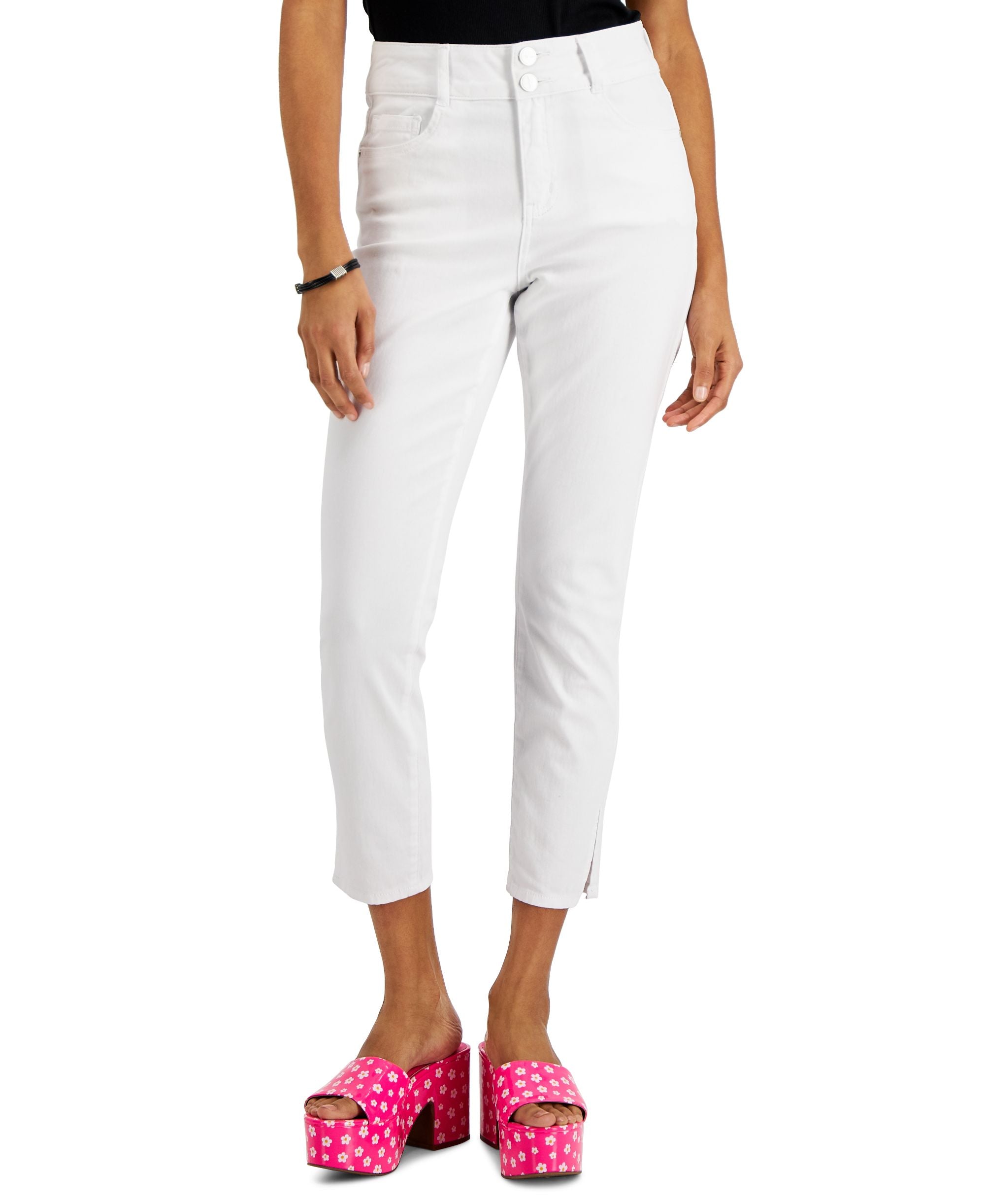 Juniors' Double-Button Skinny Jeans