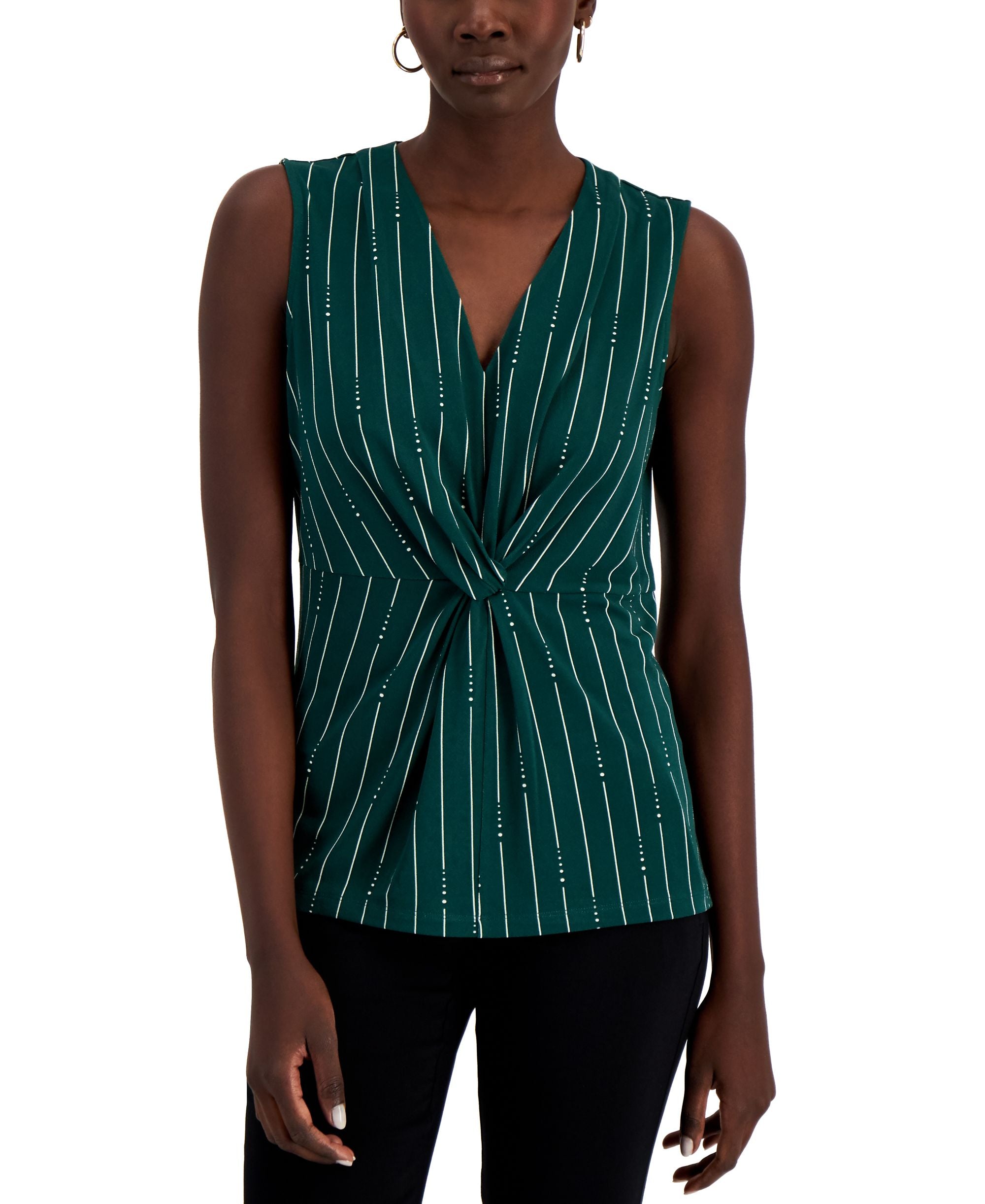 Alfani Printed Twist Front Sleeveless Top
